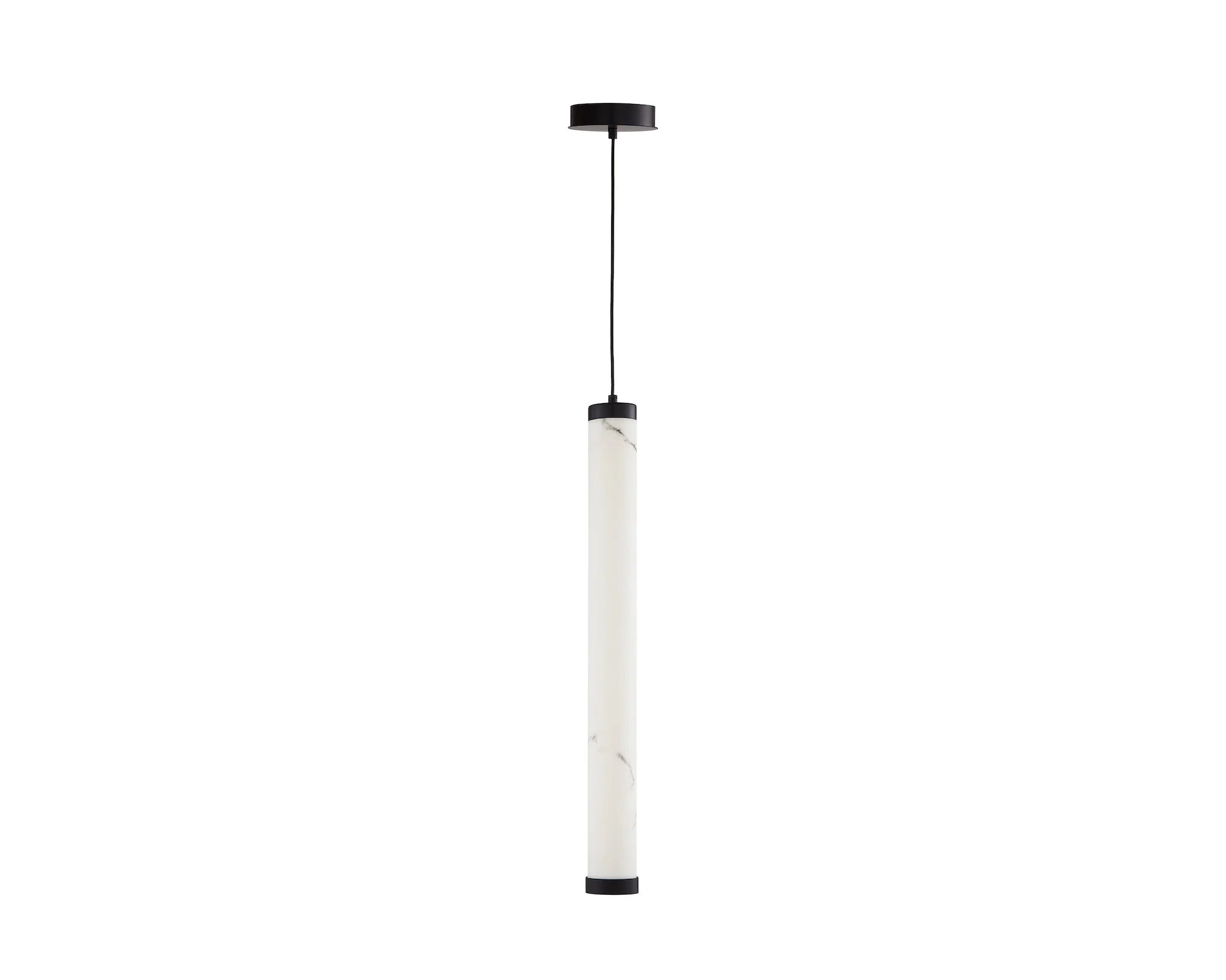 Abaco Alabaster Effect Shade & Black Metal Pendant Light