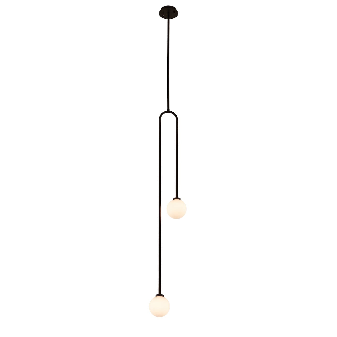 Arket White Frosted Glass & Black Metal Pendant Light