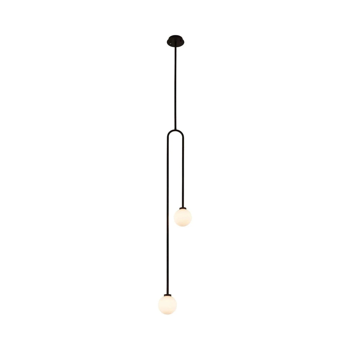 Arket White Frosted Glass & Black Metal Pendant Light