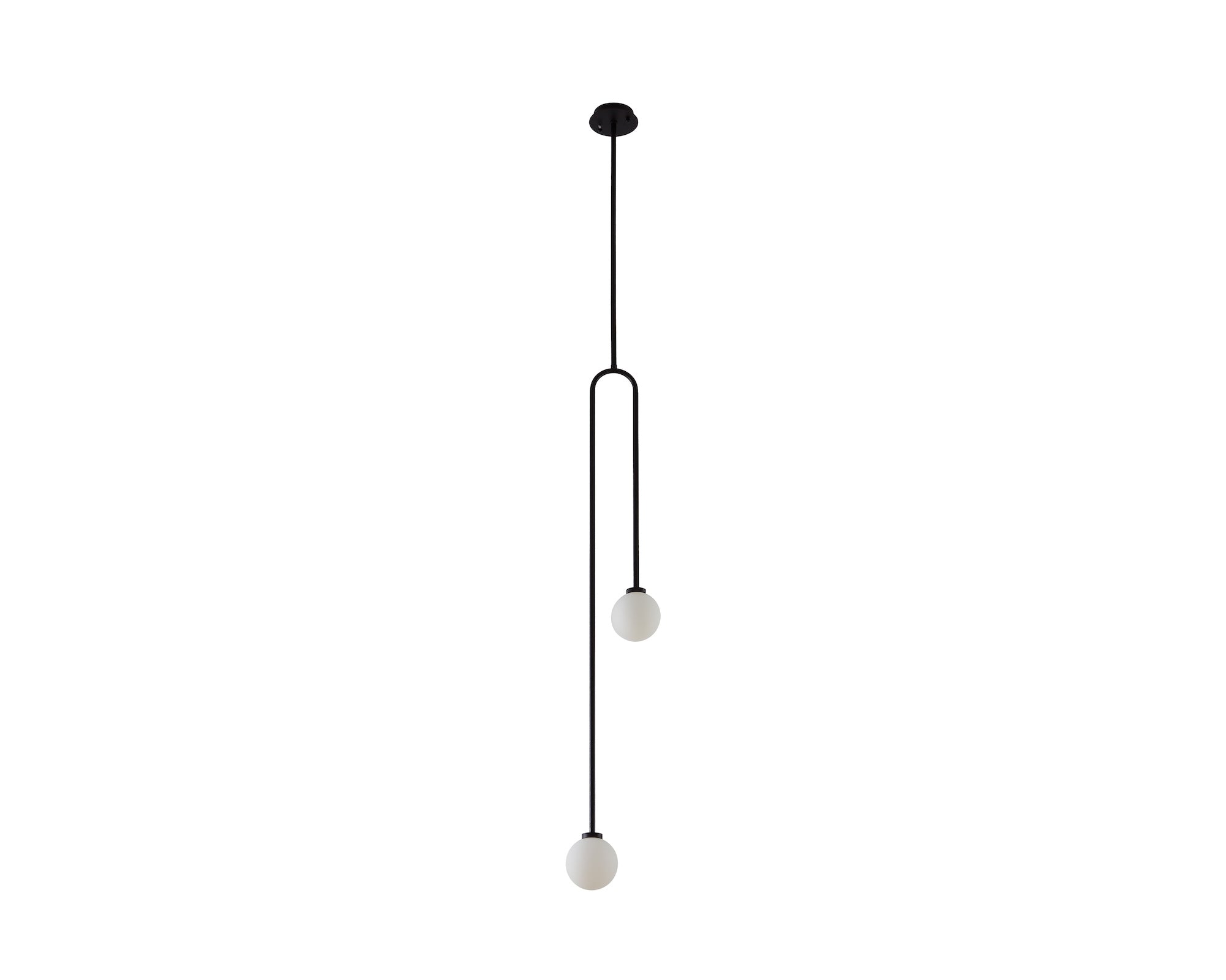 Arket Pendant Light - White Frosted Glass & Black Metal