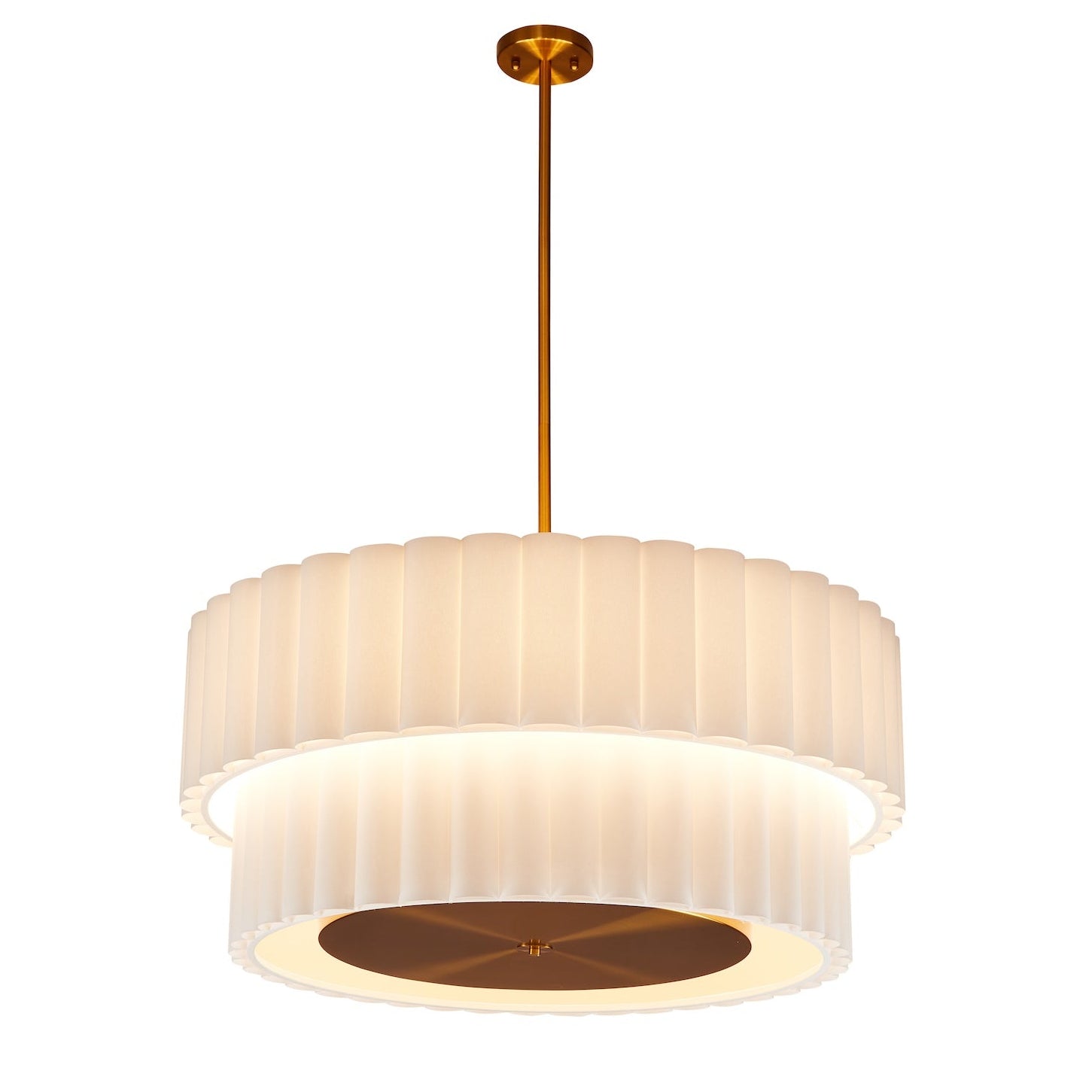 Ventus Brushed Antique Brass & Off White Linen Ceiling Light