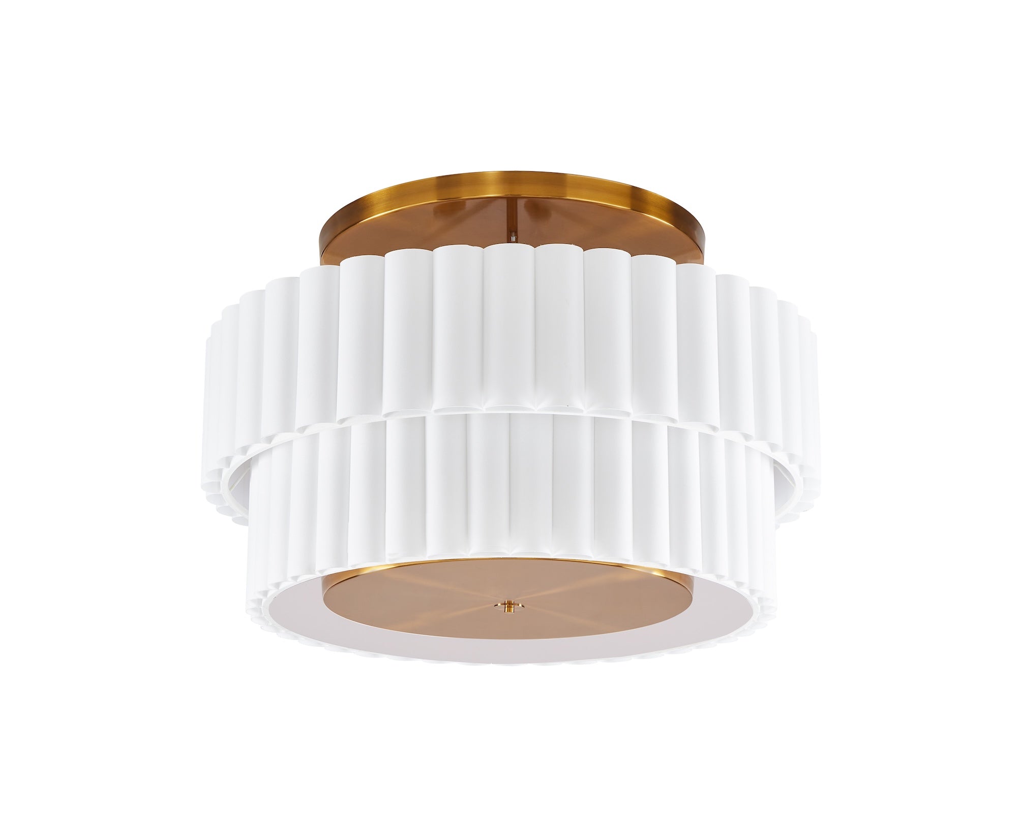 Ventus Ceiling Lamp - Brushed Antique Brass/Off White Linen Shade