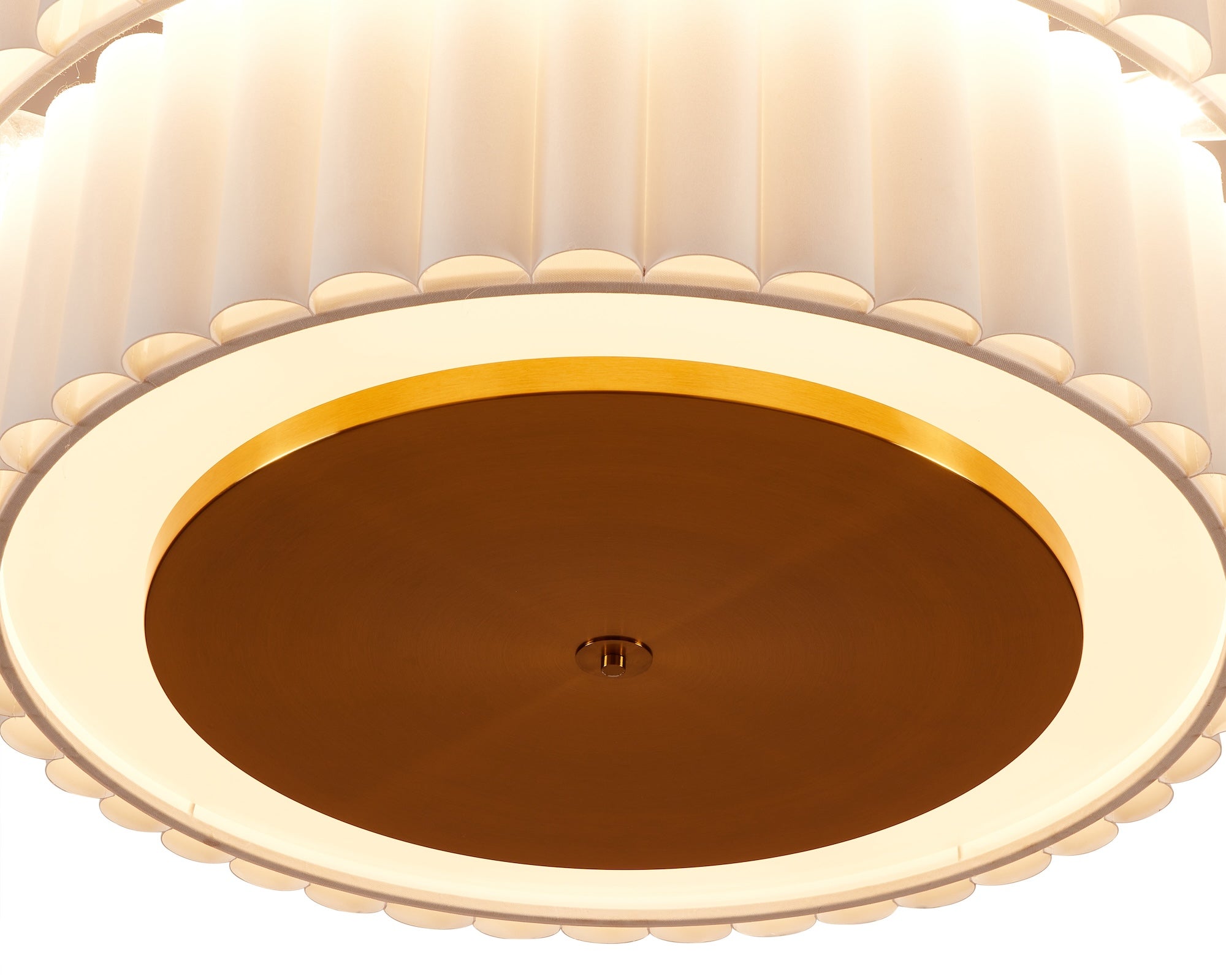Ventus Ceiling Lamp - Brushed Antique Brass/Off White Linen Shade