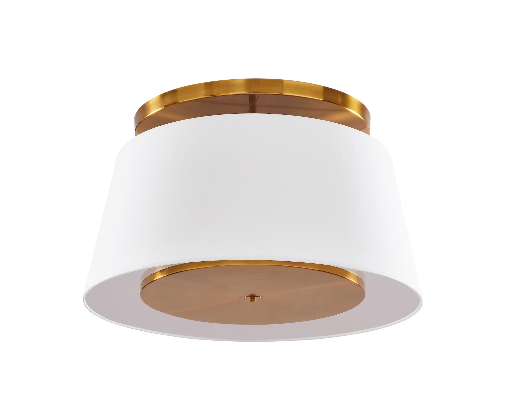 Mila Ceiling Lamp - Brushed Antique Brass/Off White Linen Shade