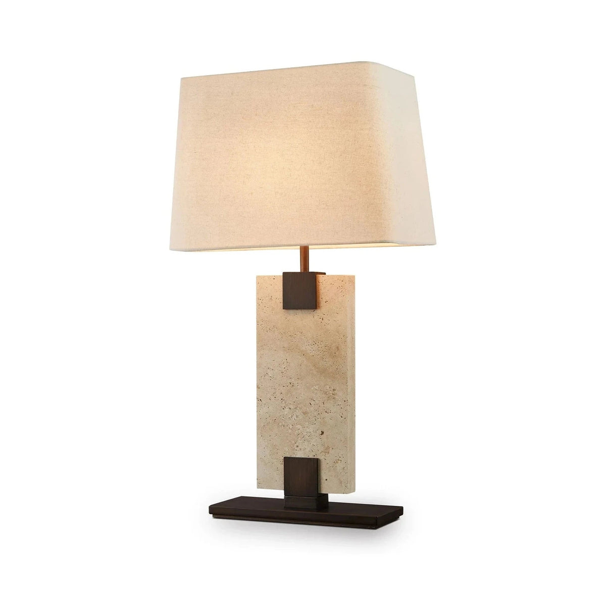 Madison Travertine & Off White Linen Table Lamp