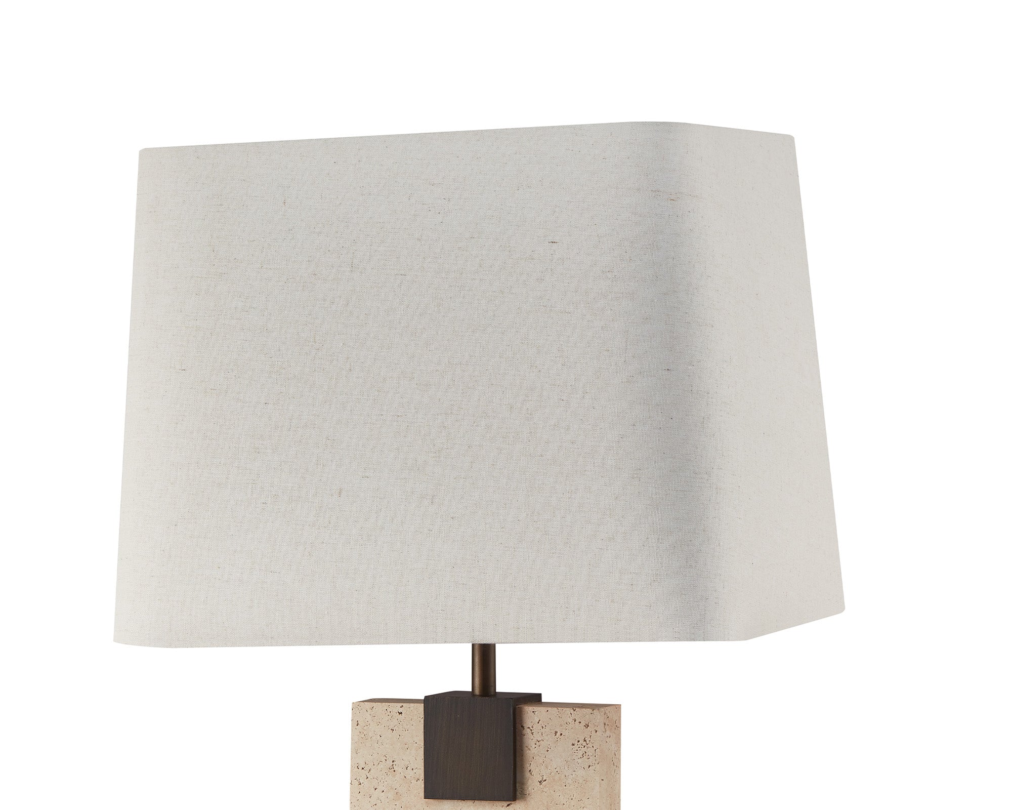 Madison Table Lamp - Travertine & Off White Linen