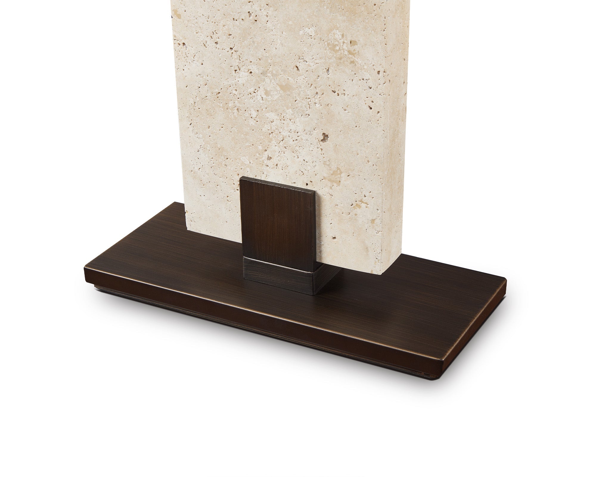 Madison Table Lamp - Travertine & Off White Linen