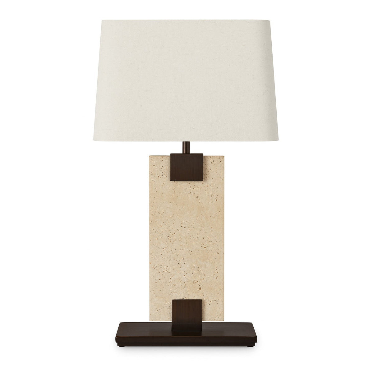 Madison Travertine & Off White Linen Table Lamp