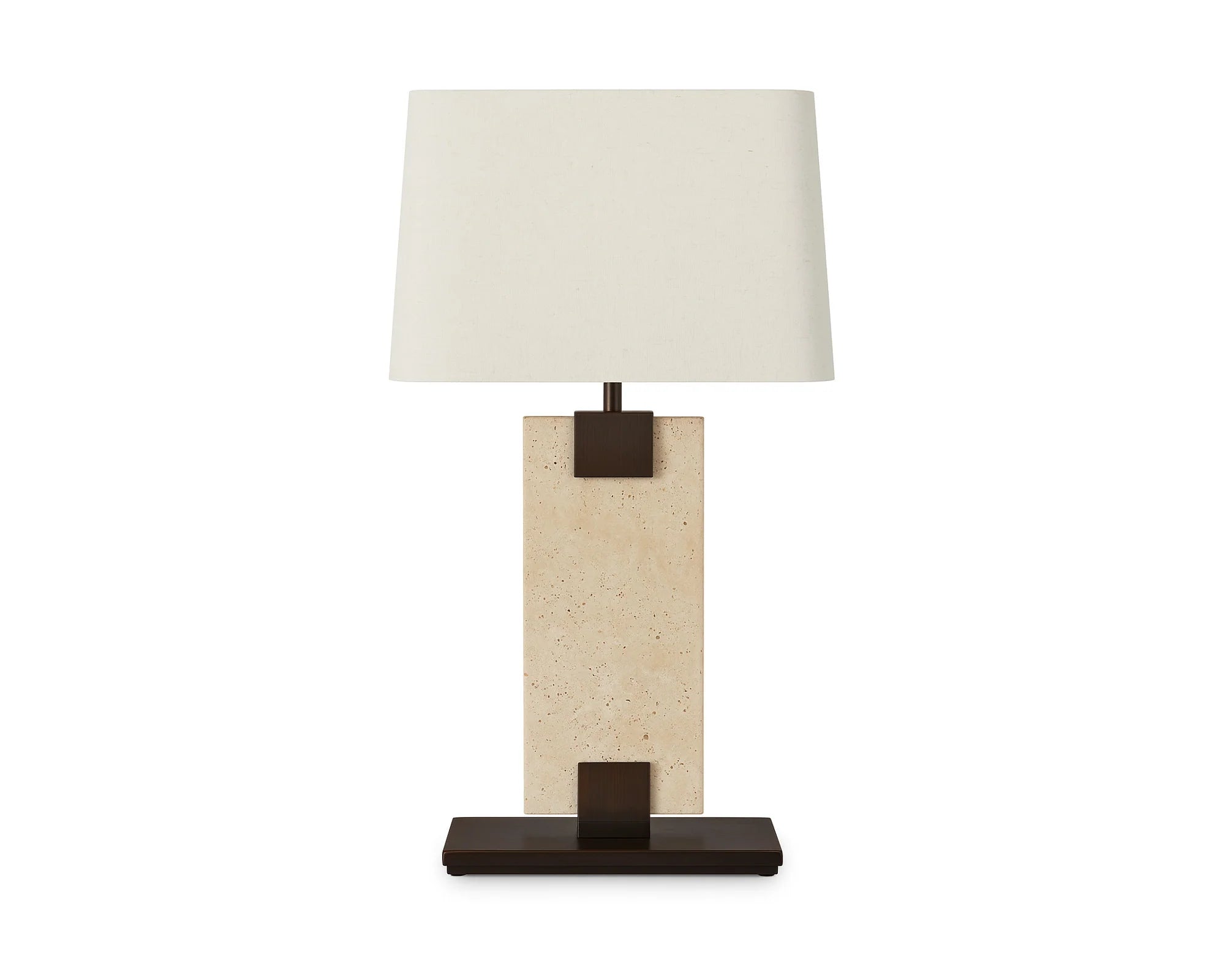 Madison Travertine & Off White Linen Table Lamp