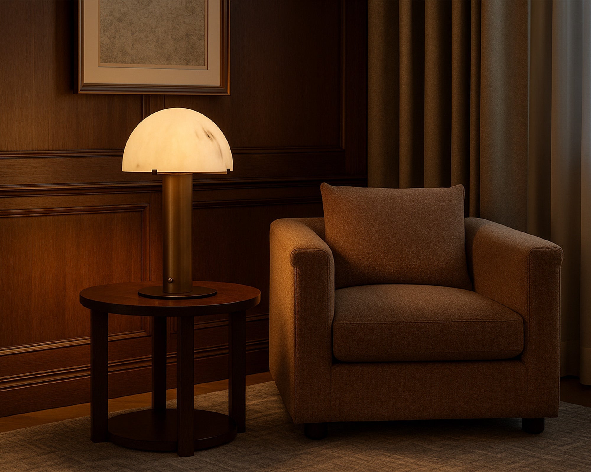 Aston Table Lamp - Alabaster Effect & Antique Brass