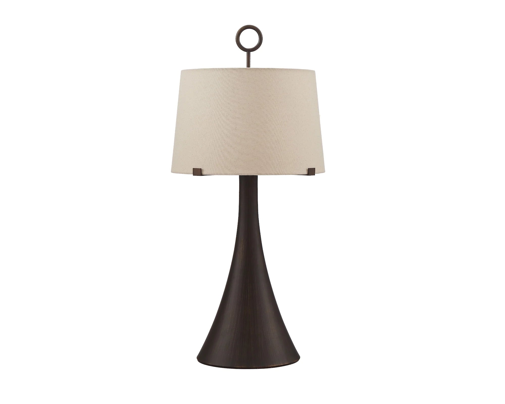 Leila Antique Hairline Bronze & Off White Linen Table Lamp