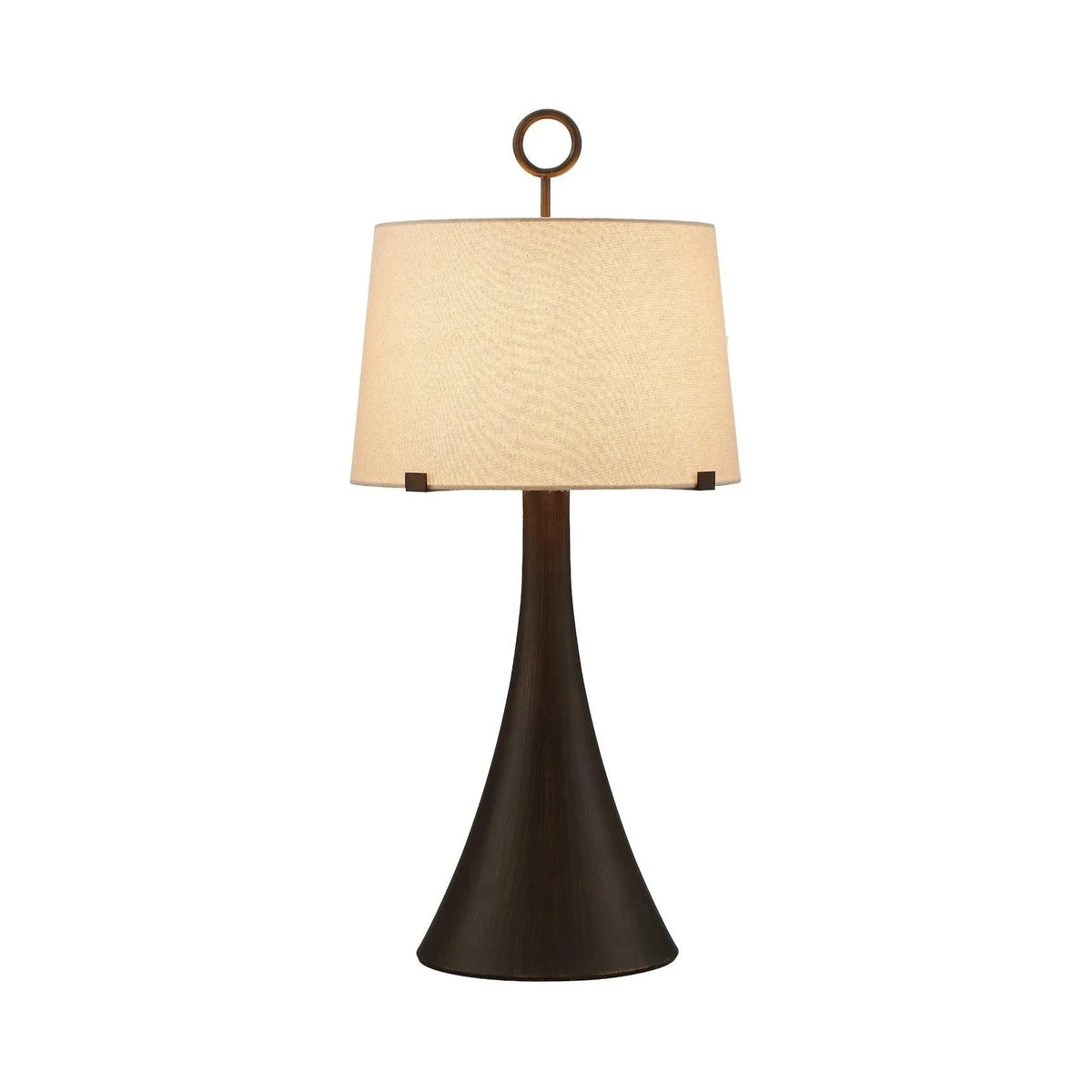 Leila Antique Hairline Bronze & Off White Linen Table Lamp