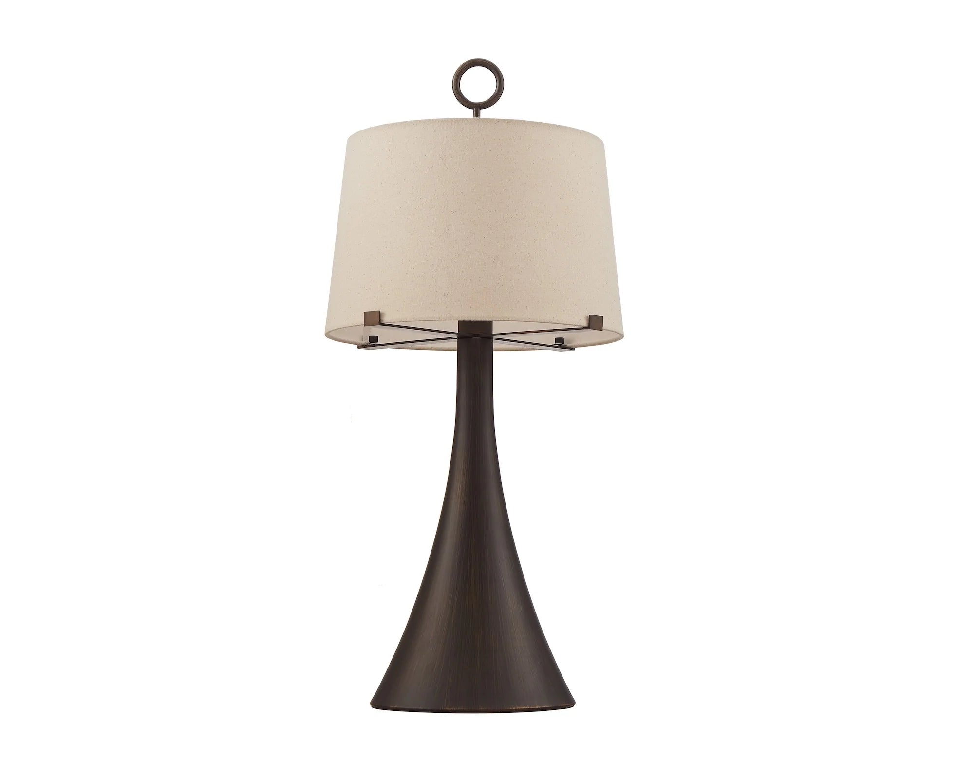 Leila Antique Hairline Bronze & Off White Linen Table Lamp