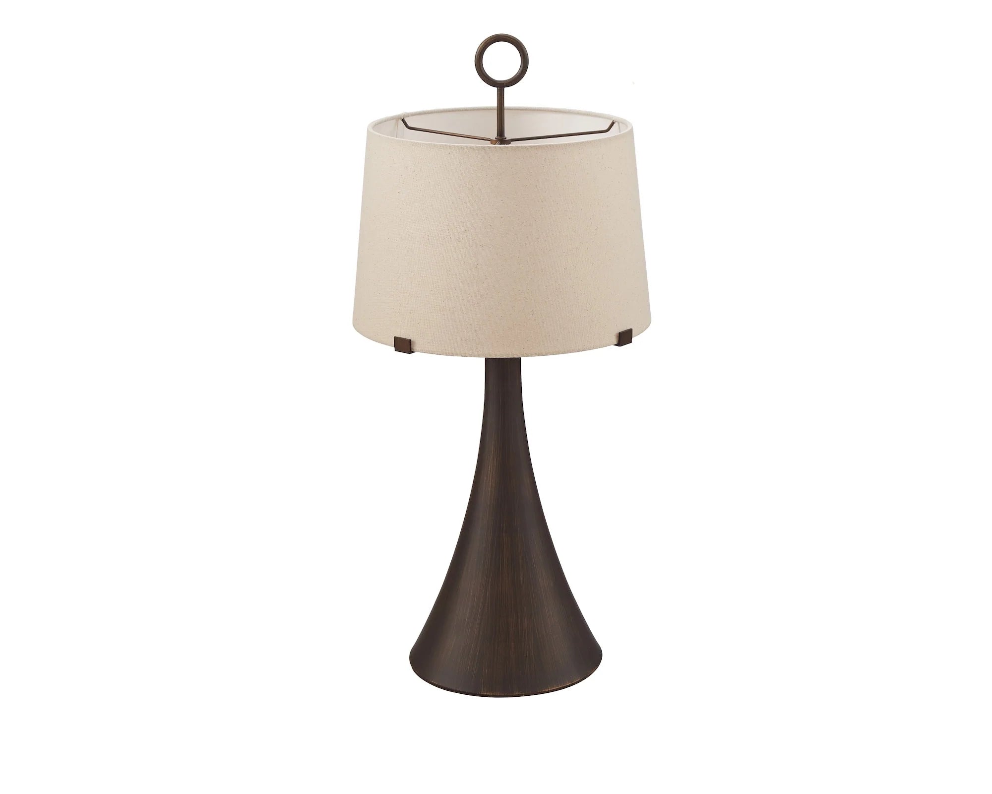 Leila Antique Hairline Bronze & Off White Linen Table Lamp