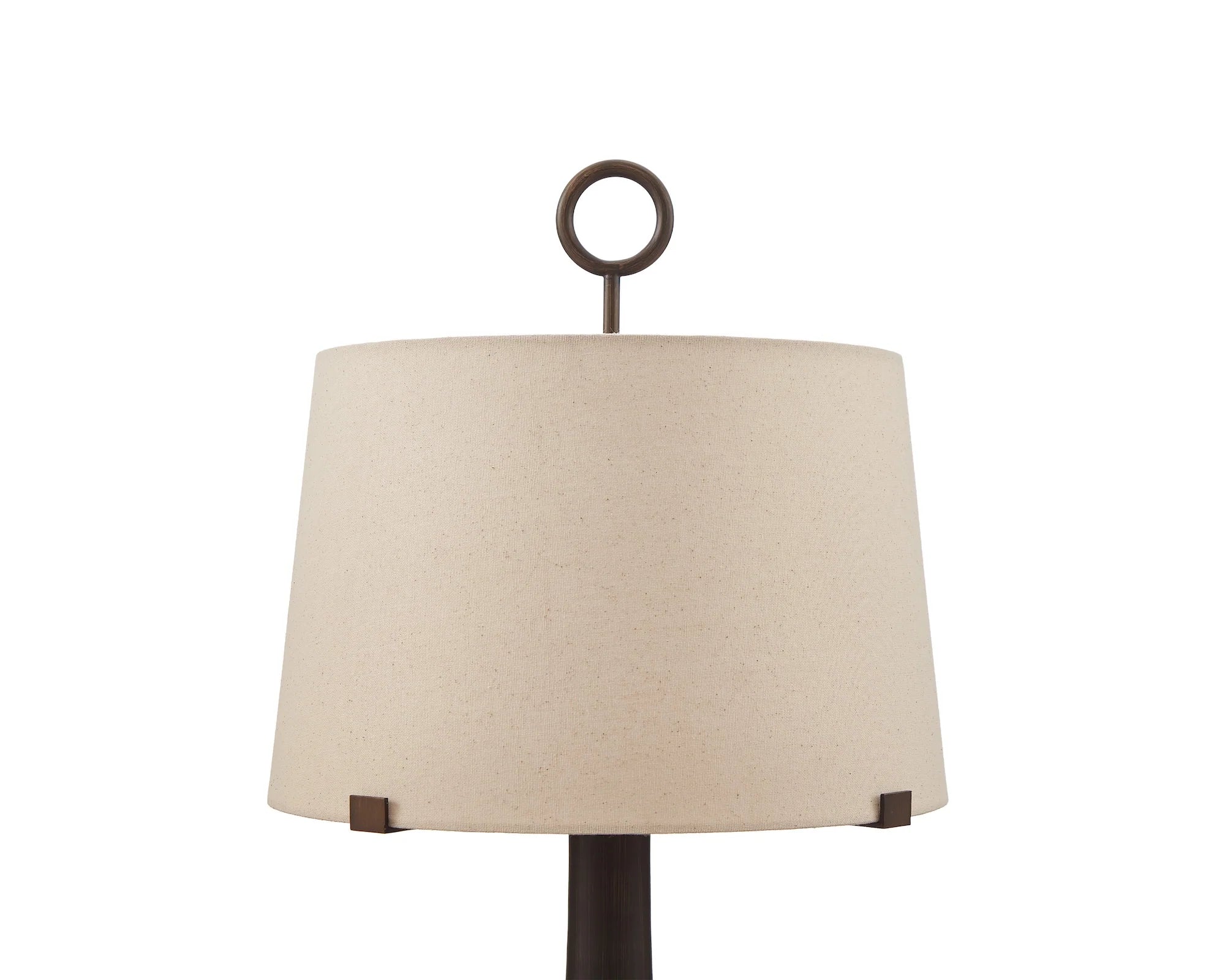 Leila Antique Hairline Bronze & Off White Linen Table Lamp