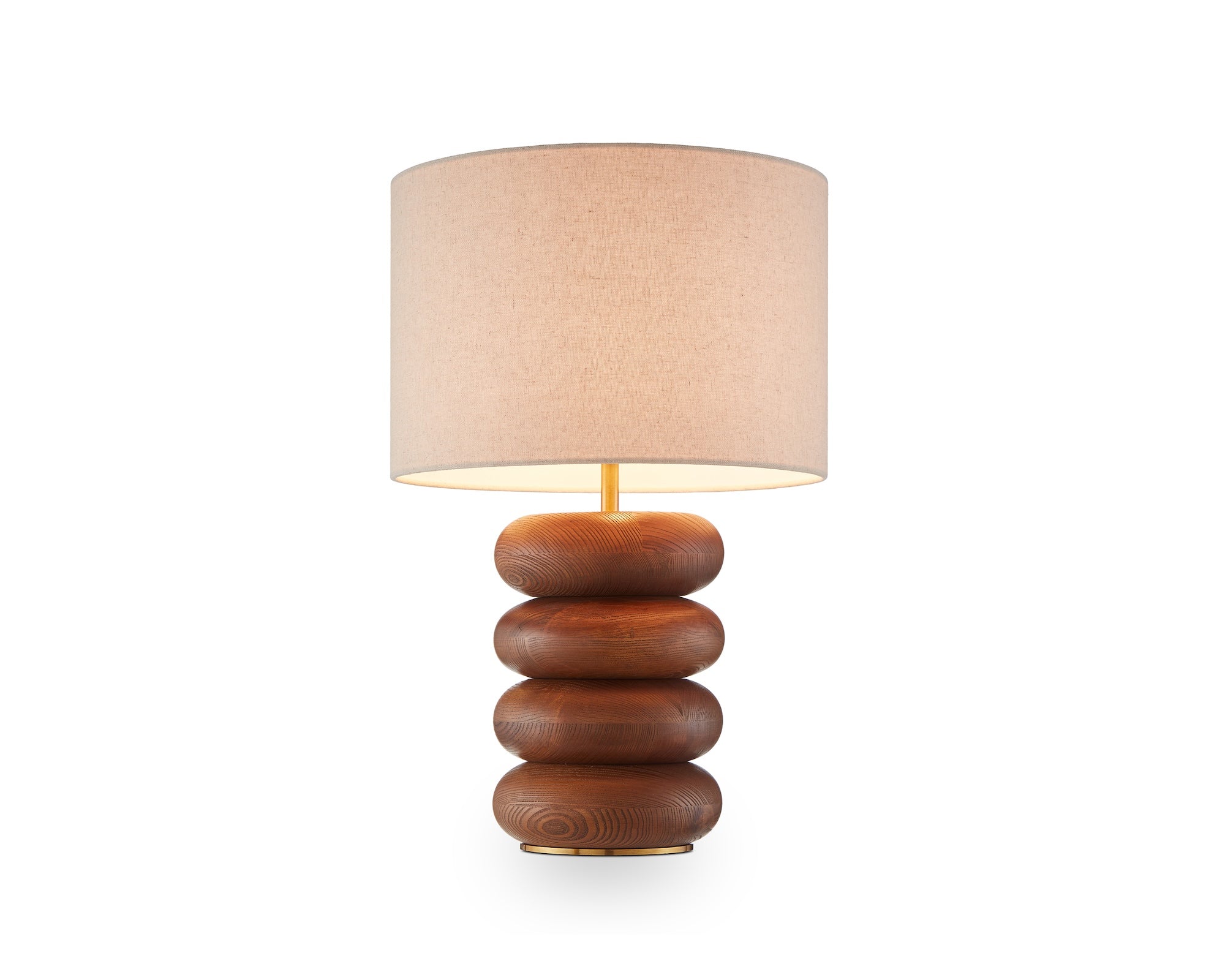 Dalt Table Lamp - Mid Brown Oak & Beige Linen Shade
