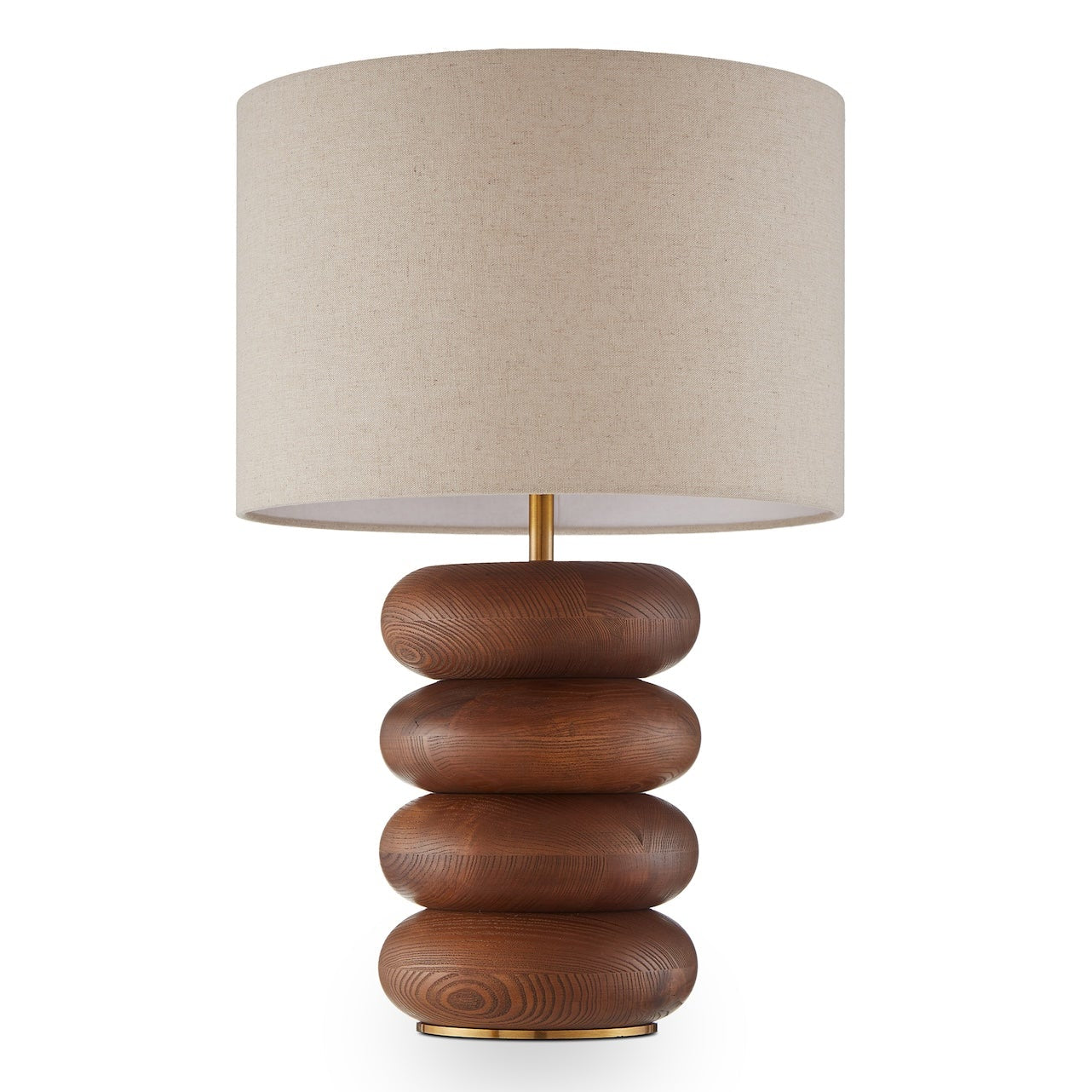 Dalt Mid Brown Oak & Beige Linen Shade Table Lamp