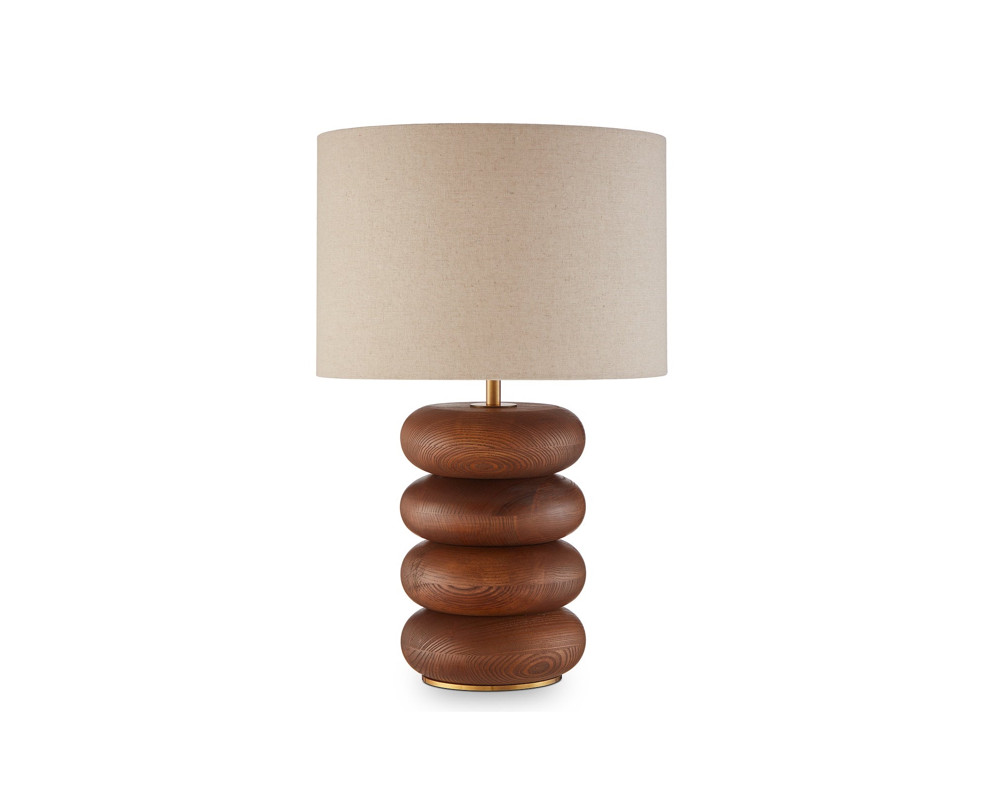 Dalt Table Lamp - Mid Brown Oak & Beige Linen Shade
