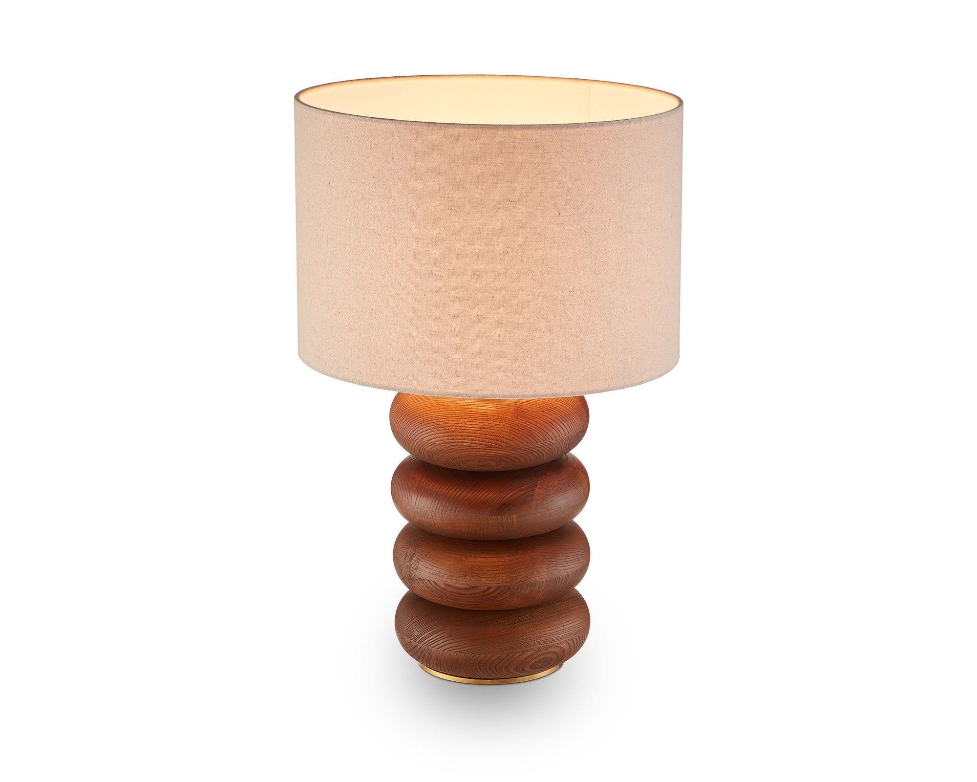 Dalt Table Lamp - Mid Brown Oak & Beige Linen Shade