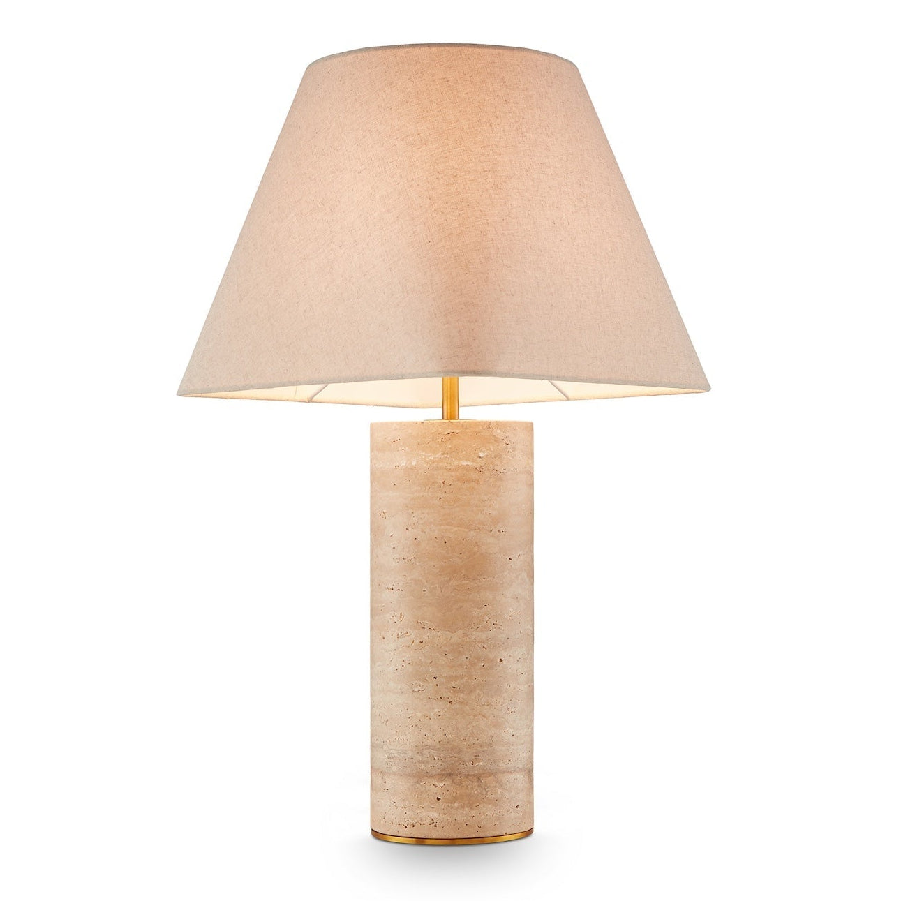Corina Travertine & Beige Linen Shade Table Lamp