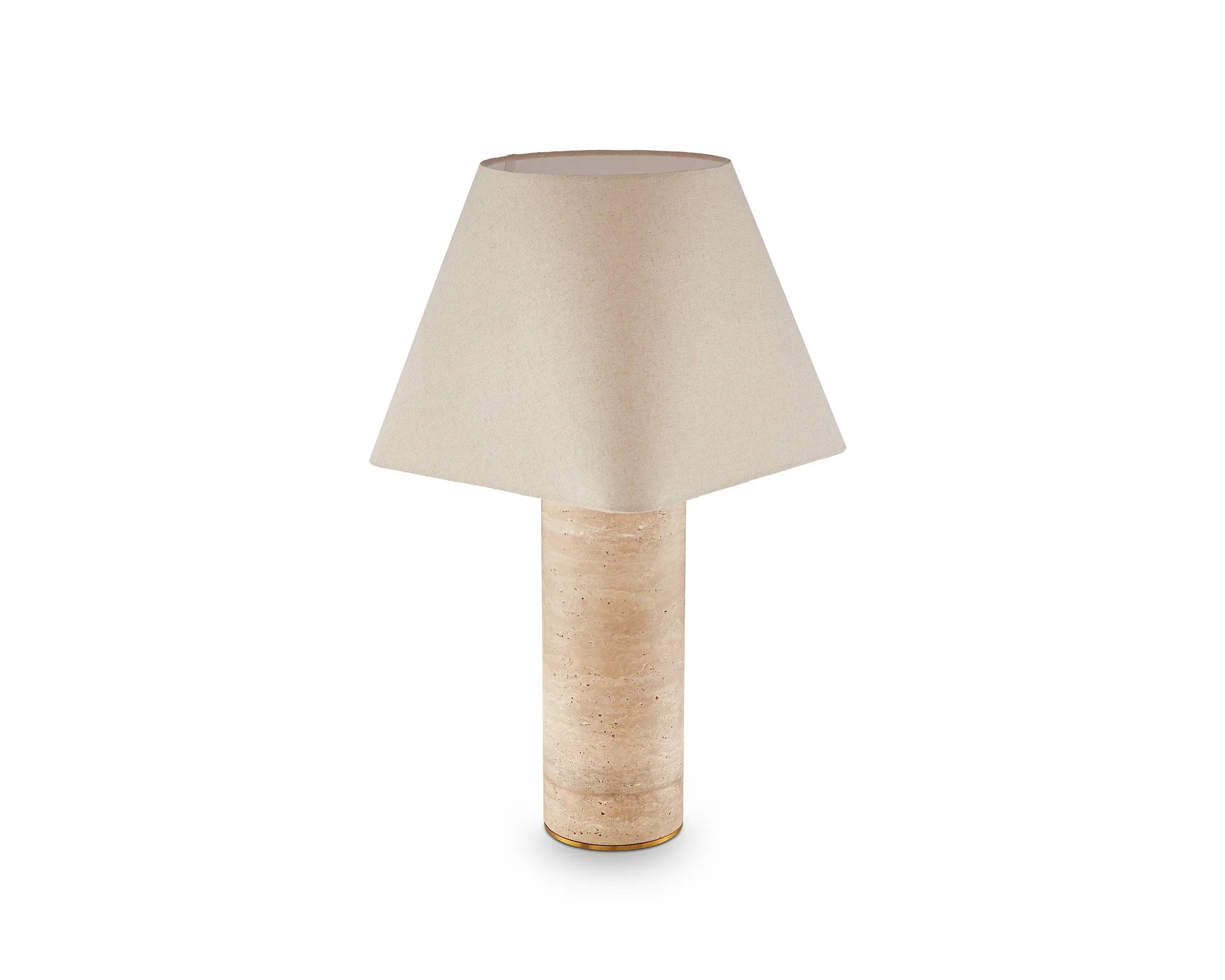 Corina Travertine & Beige Textured Linen Shade Table Lamp