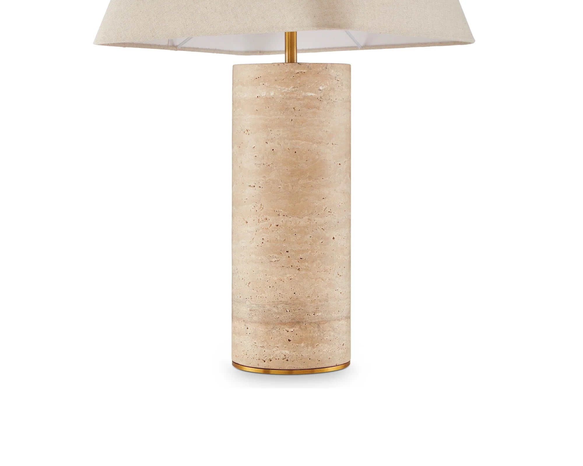 Corina Travertine & Beige Textured Linen Shade Table Lamp