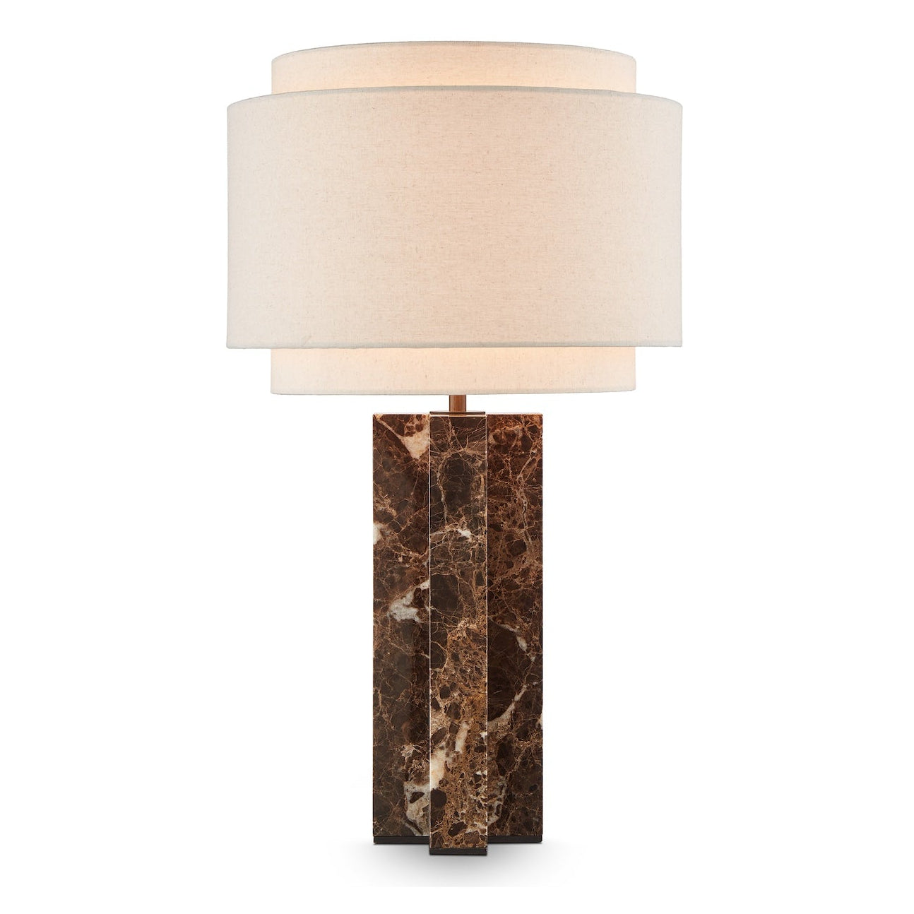 Asos Brown Emperador Marble & Light Beige Linen Shade Table Lamp