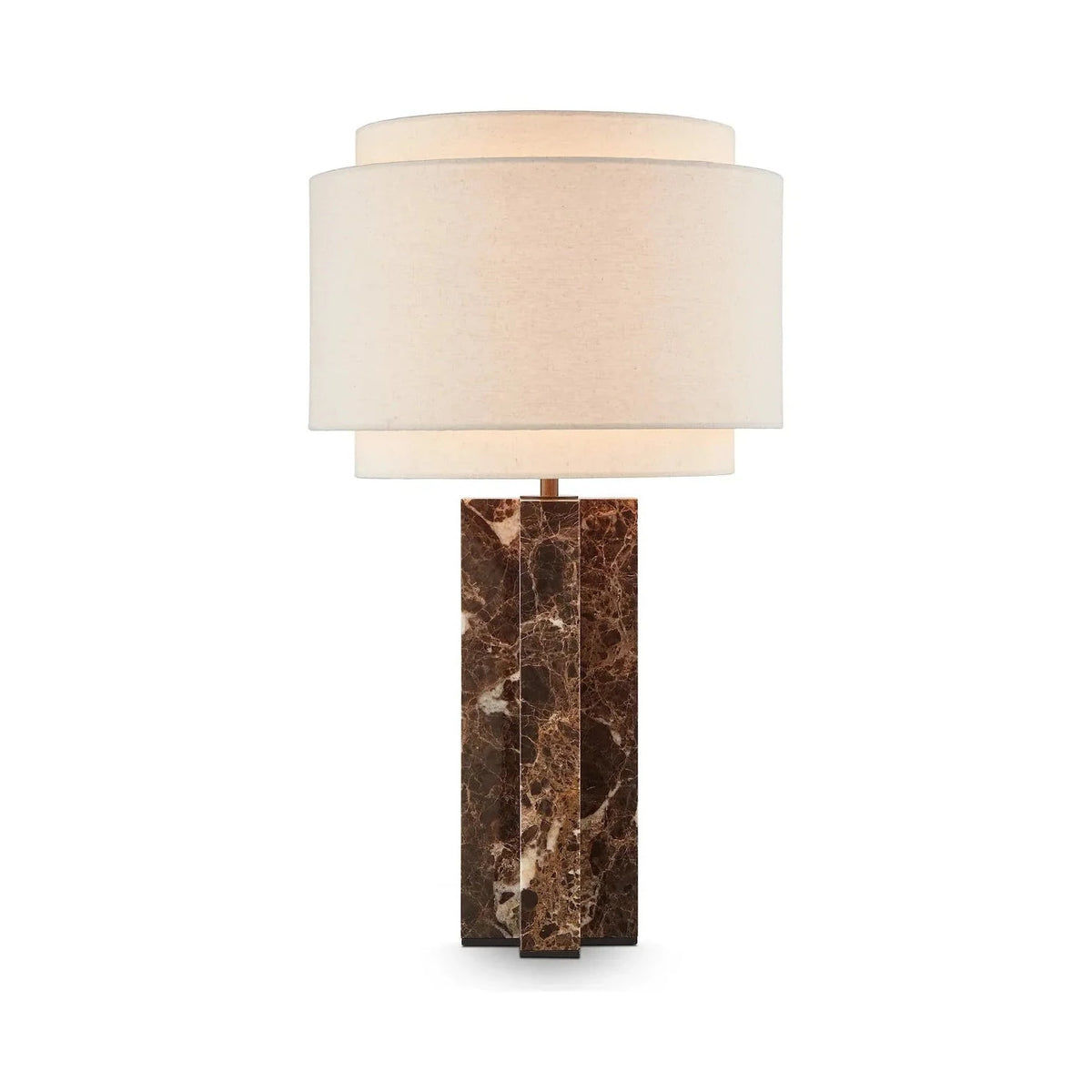 Asos Brown Emperador Marble & Light Beige Textured Linen Shade Table Lamp