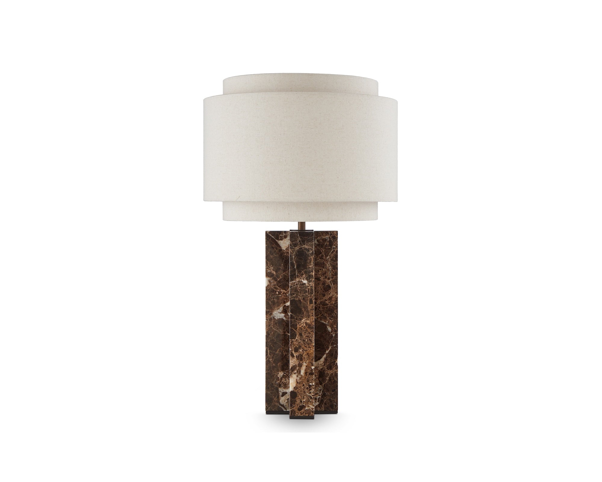 Asos Table Lamp - Brown Emperador Marble & Light Beige Linen Shade