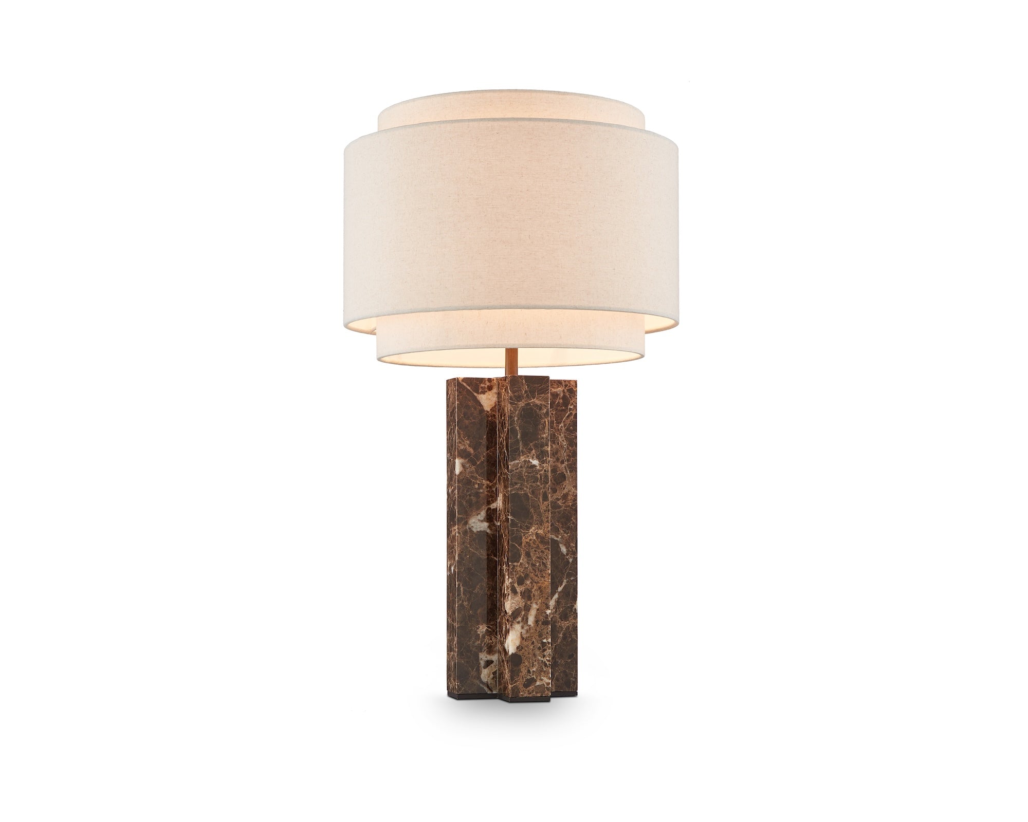 Asos Table Lamp - Brown Emperador Marble & Light Beige Linen Shade