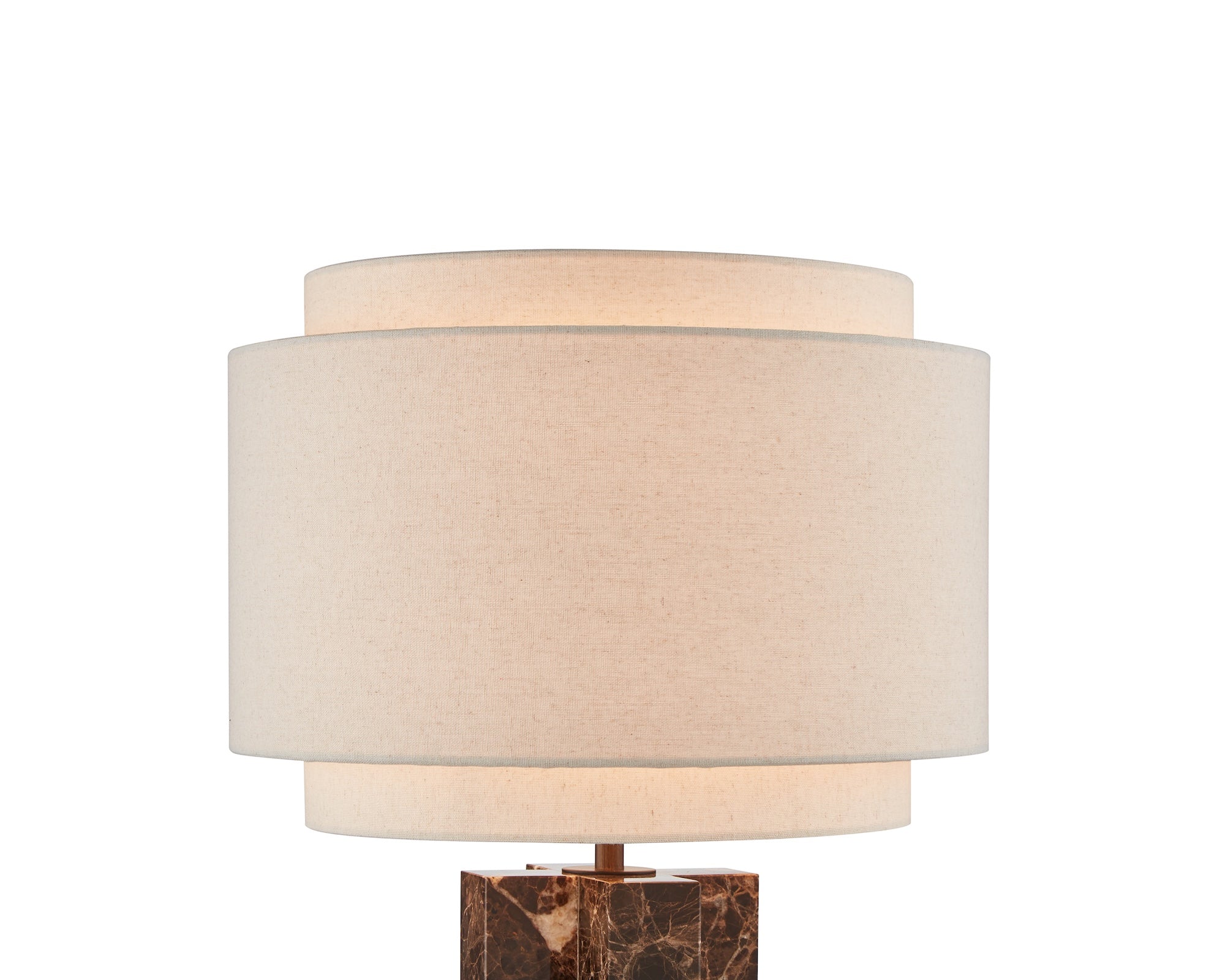 Asos Table Lamp - Brown Emperador Marble & Light Beige Linen Shade
