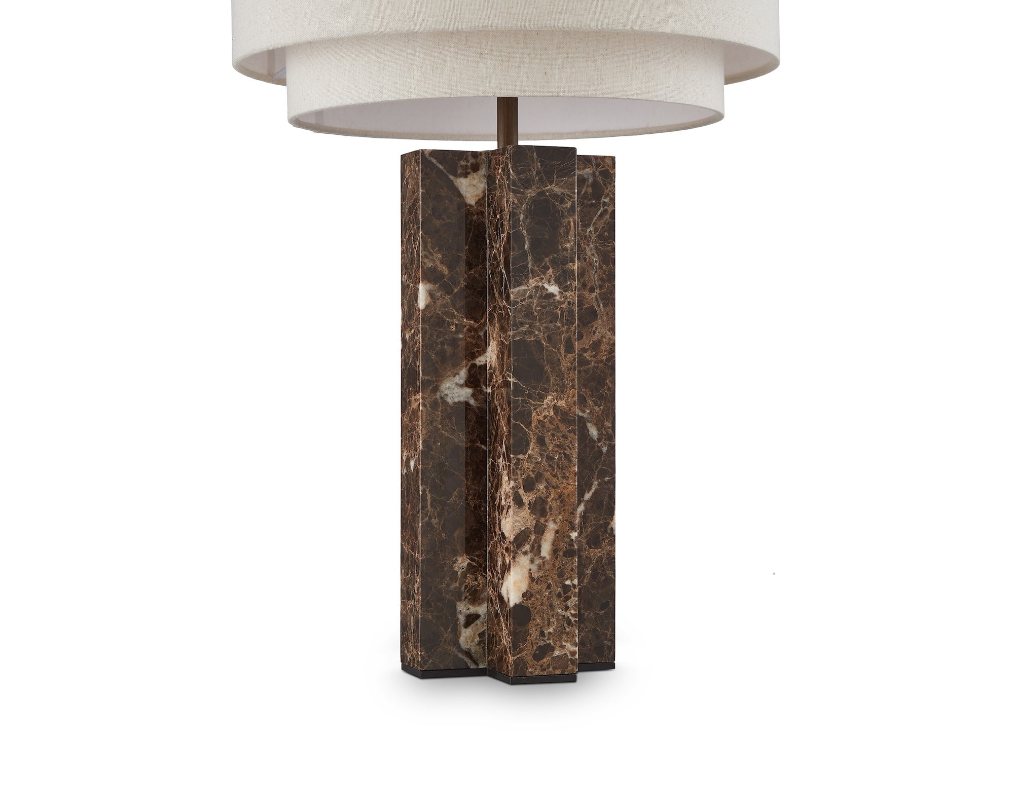 Asos Table Lamp - Brown Emperador Marble & Light Beige Linen Shade
