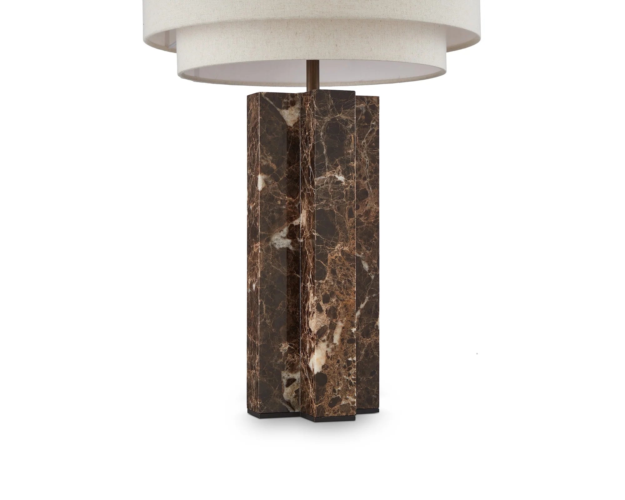 Asos Brown Emperador Marble & Light Beige Textured Linen Shade Table Lamp