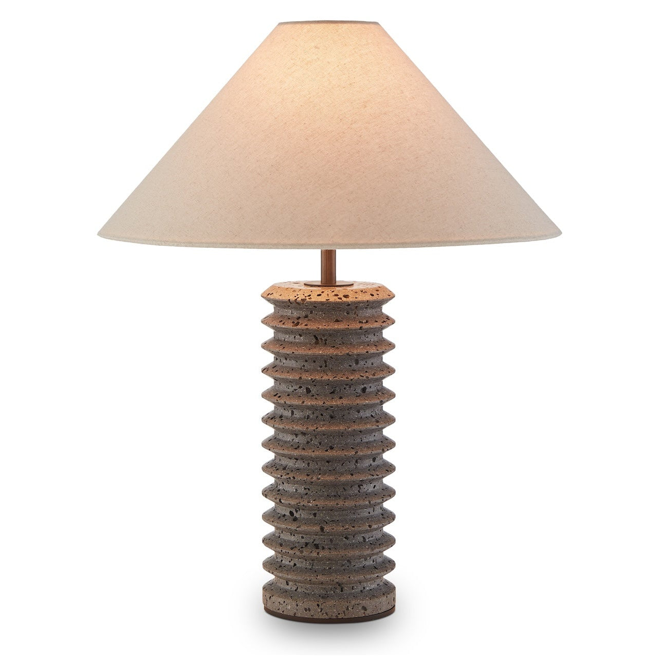 Carson Black Travertine & Antique Bronze Table Lamp