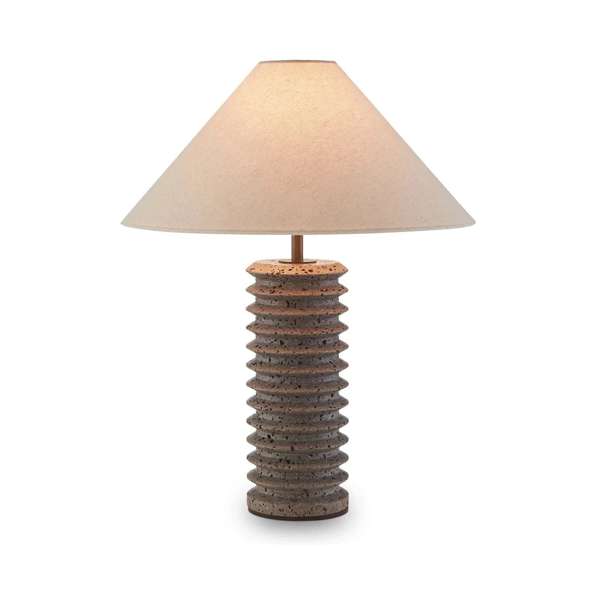 Carson Black Travertine & Antique Bronze Table Lamp