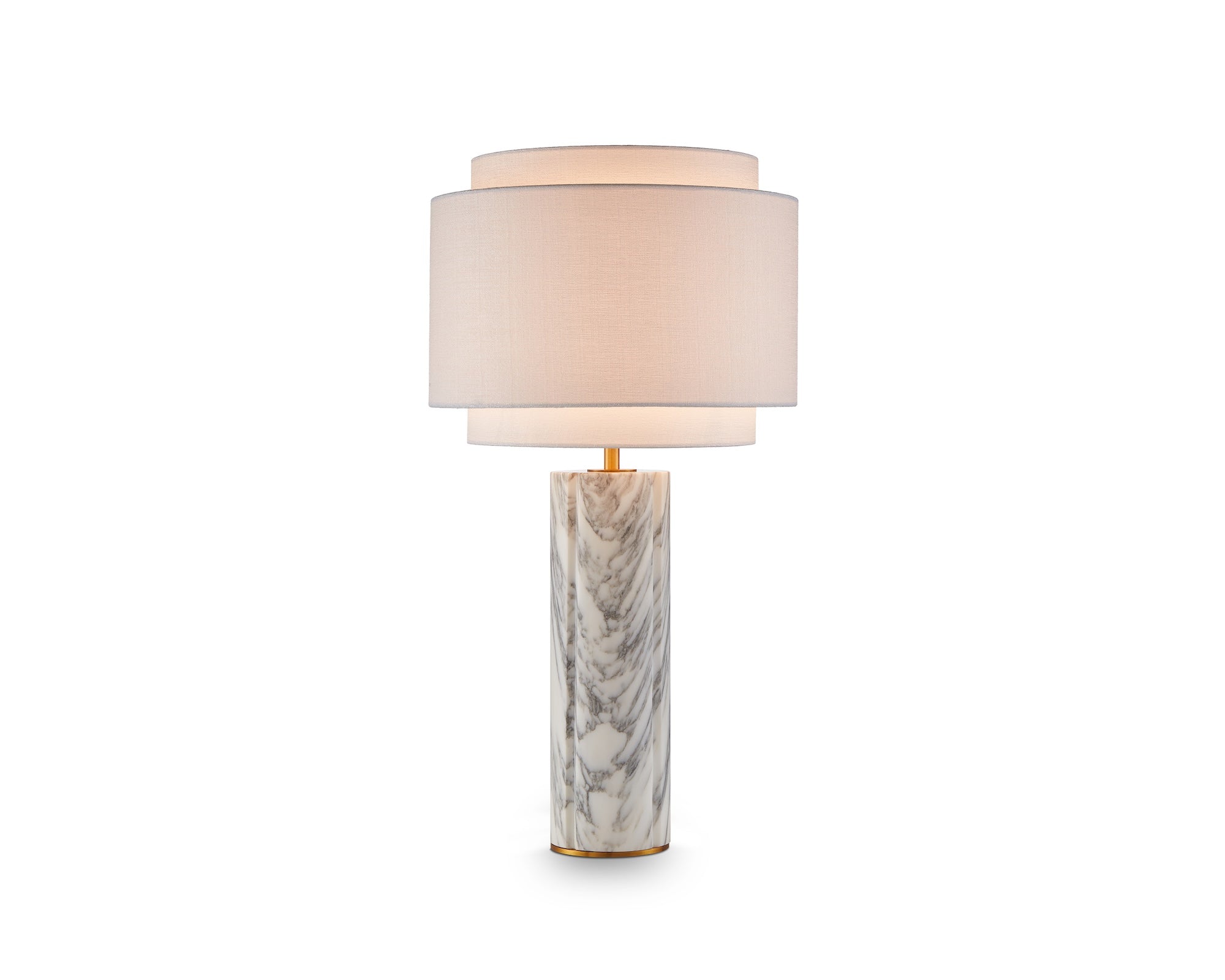 Aulis Table Lamp - White & Grey Veined Marble & Antique Brass