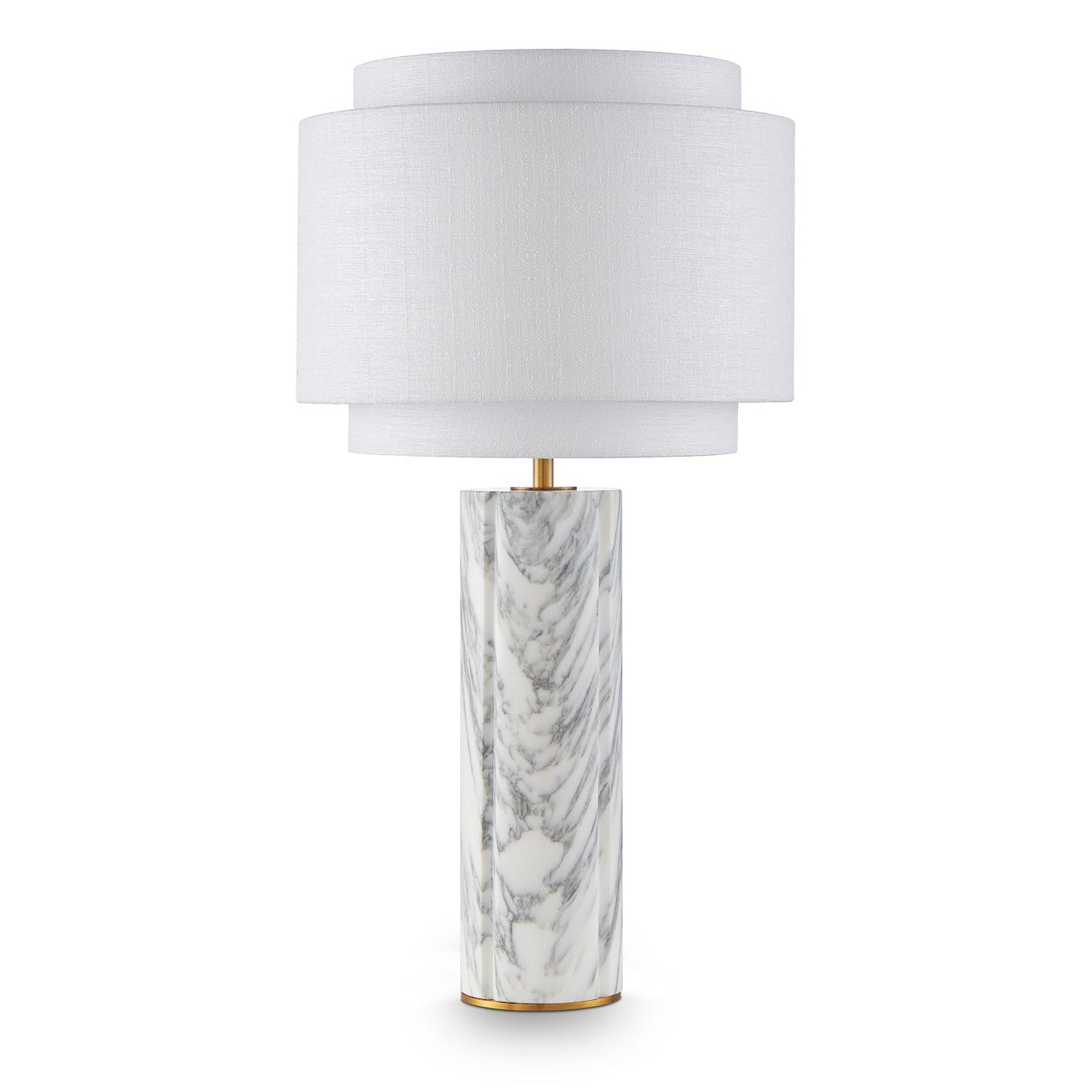 Aulis White & Grey Veined Marble & Antique Brass Table Lamp