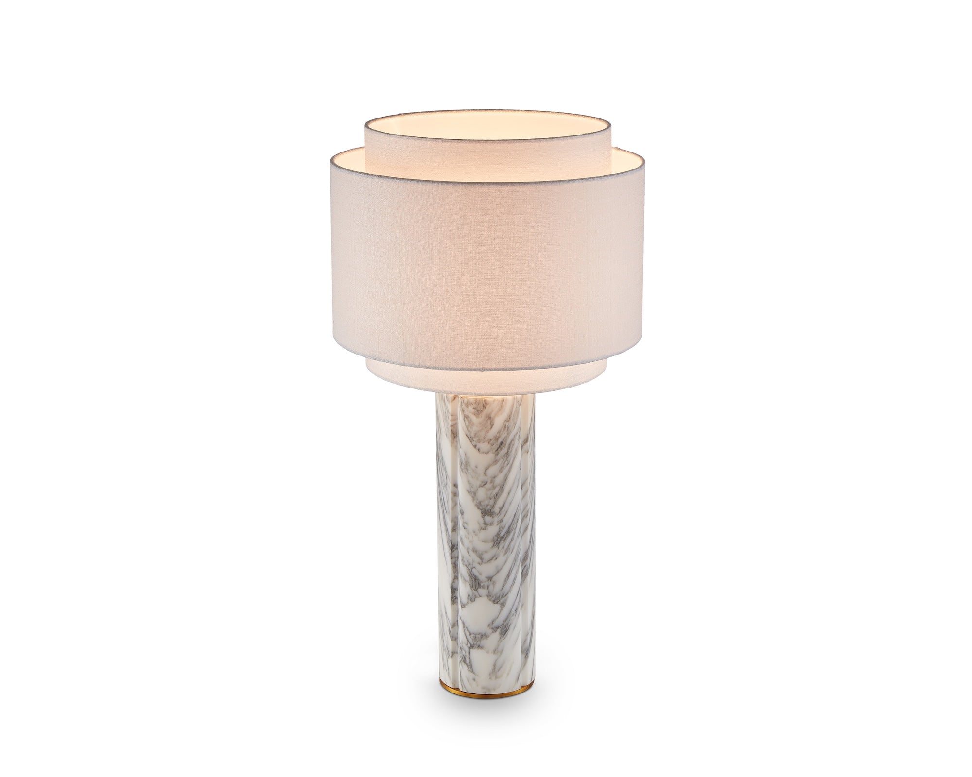 Aulis Table Lamp - White & Grey Veined Marble & Antique Brass