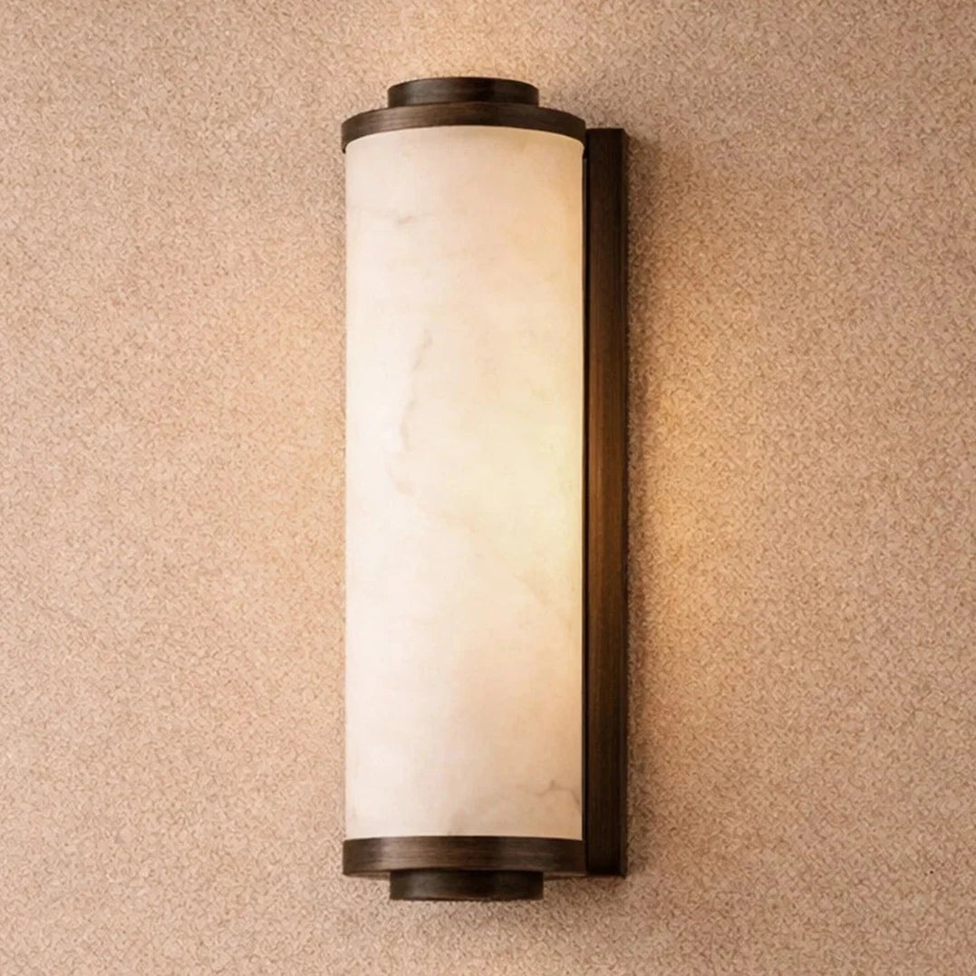 Fento Antique Bronze & Alabaster Effect Wall Light Small