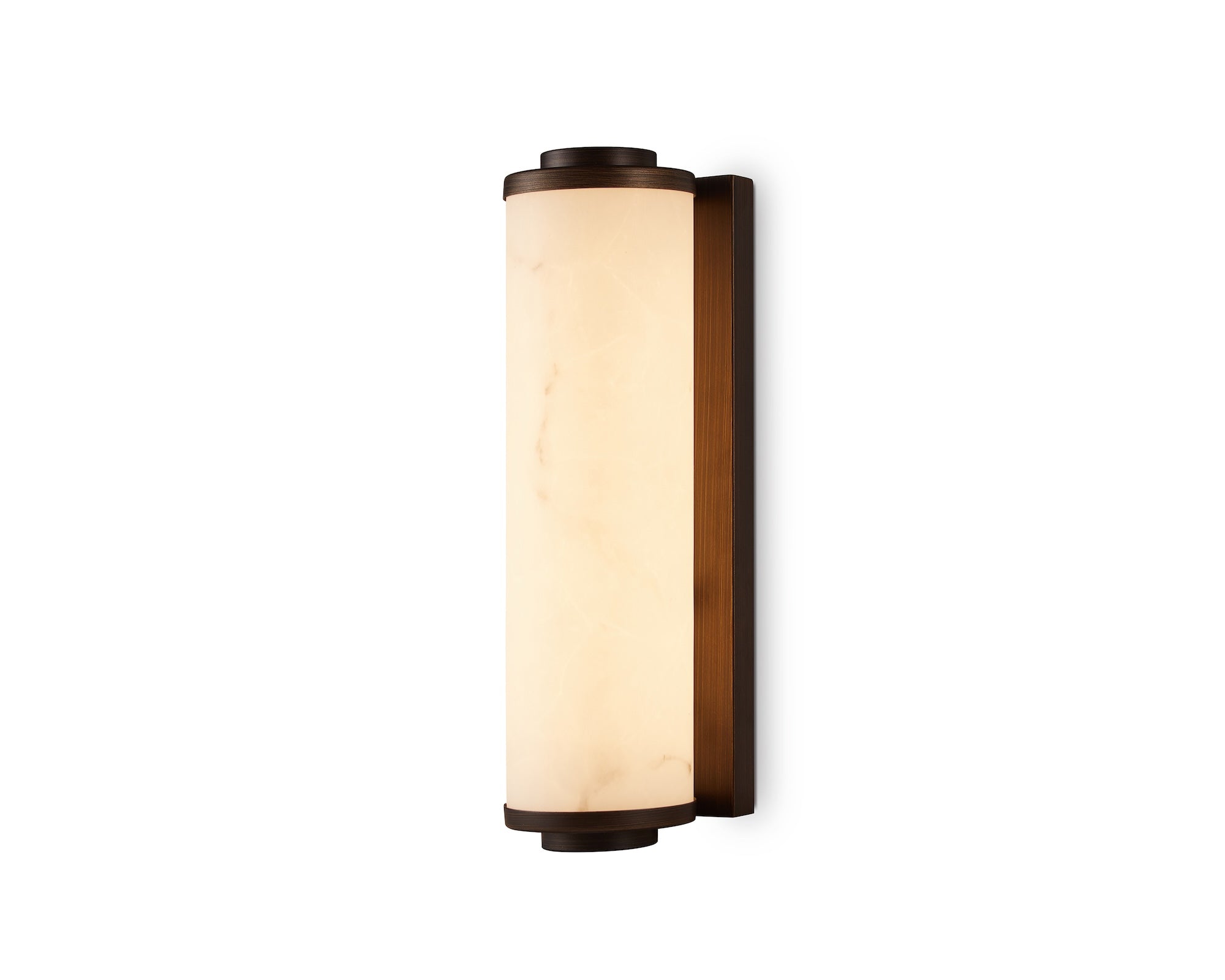 Fento IP44 Small Wall Lamp - Antique Bronze & Alabaster Effect