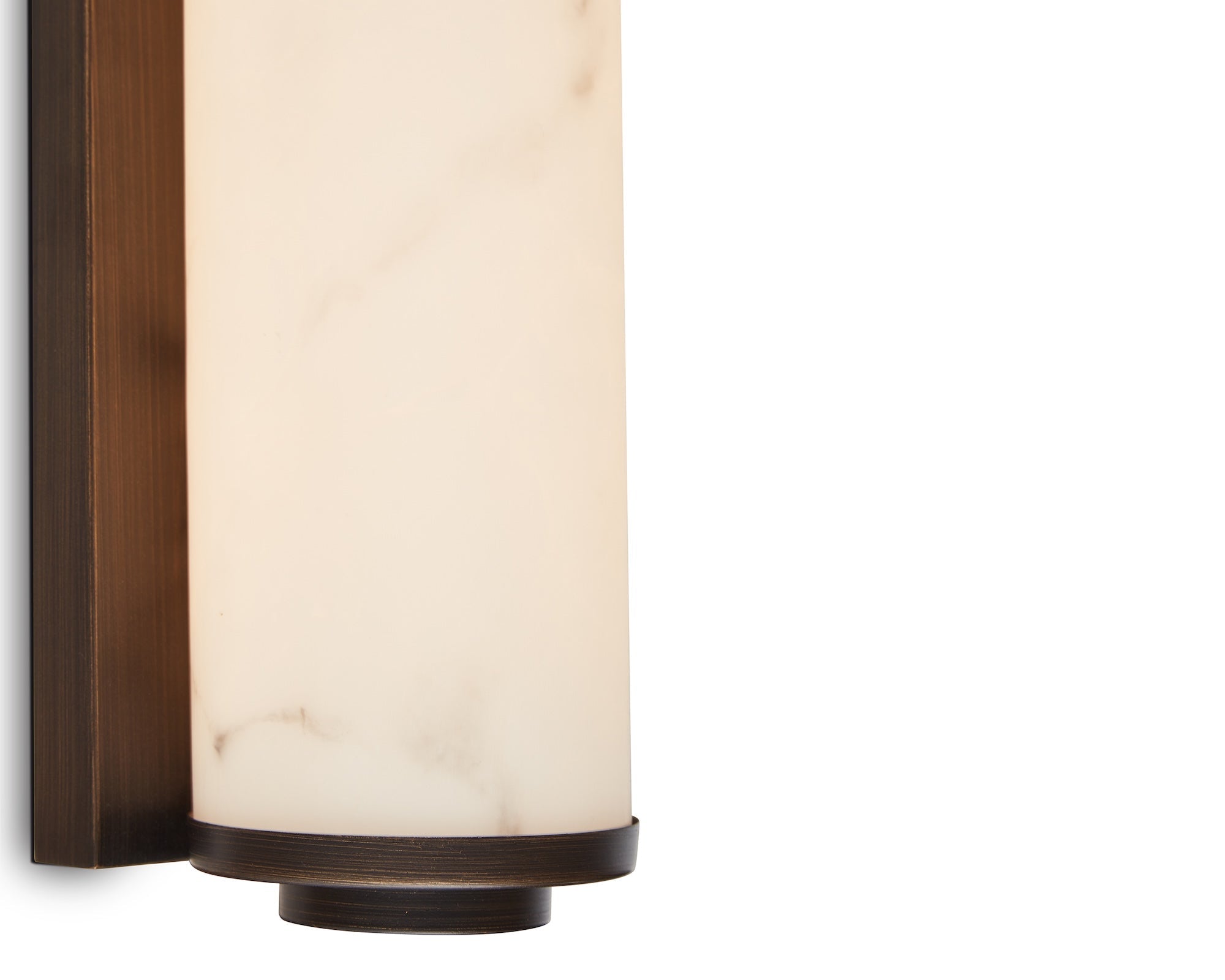 Fento IP44 Small Wall Lamp - Antique Bronze & Alabaster Effect
