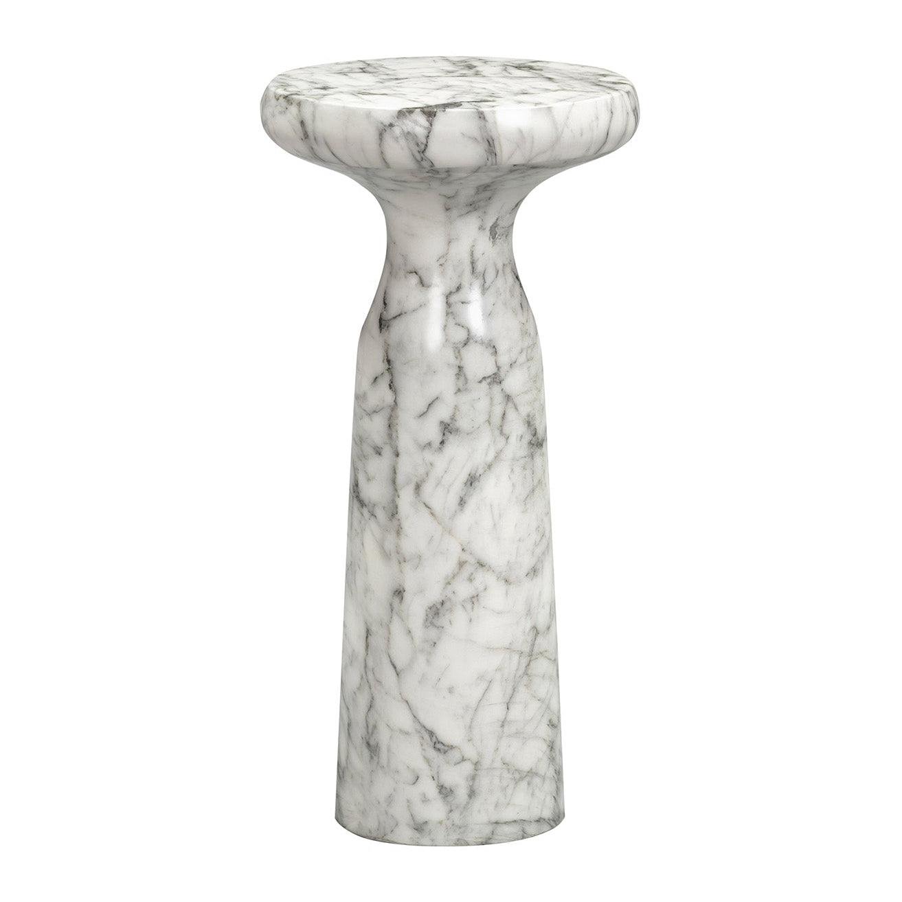 Akali Carrara White Marble Side Table Large