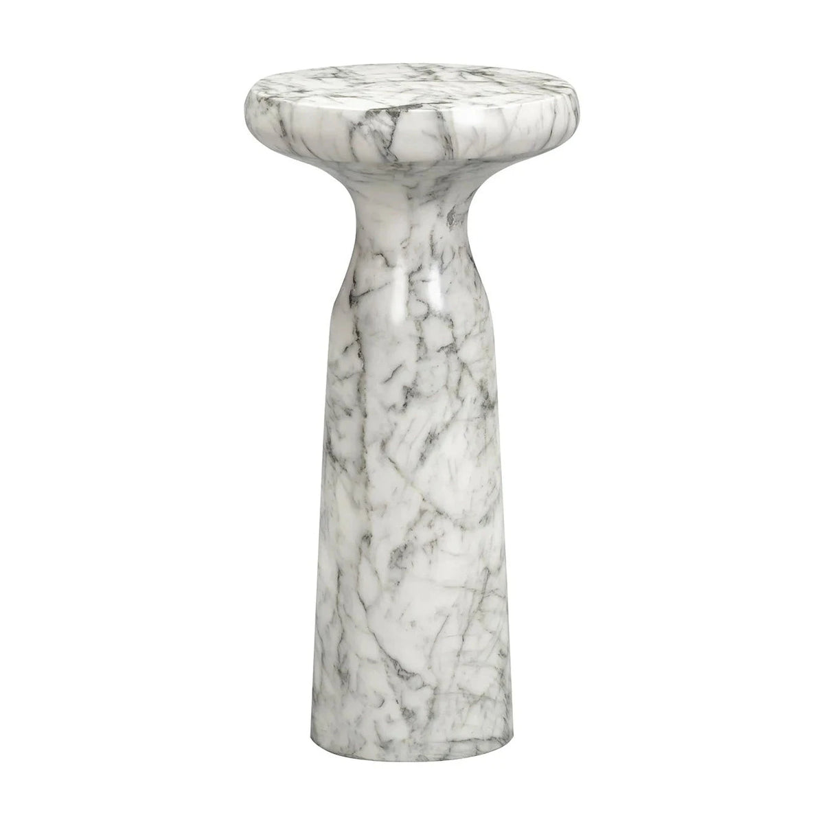 Akali Carrara White Marble Side Table Large