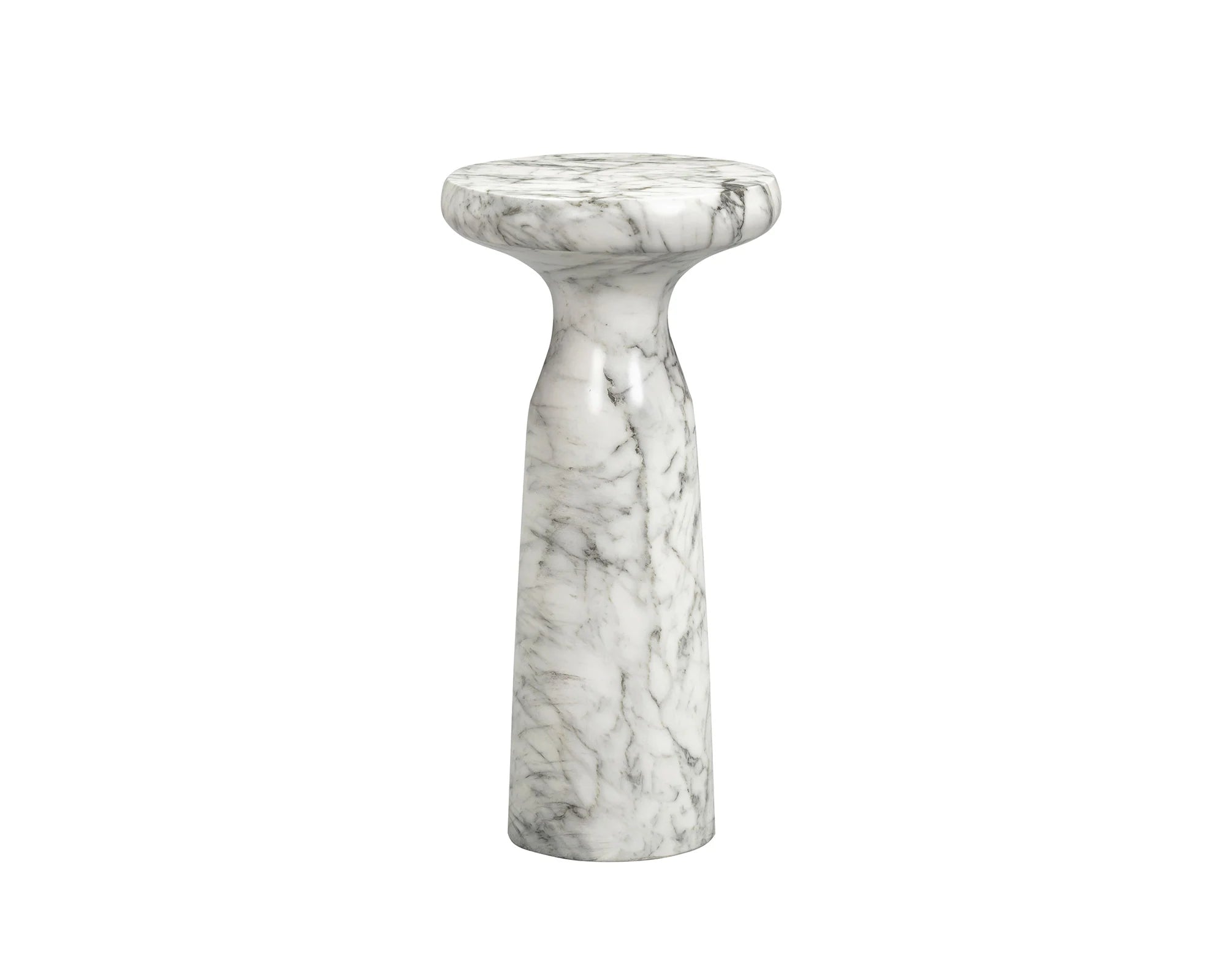 Akali Carrara White Marble Side Table Large