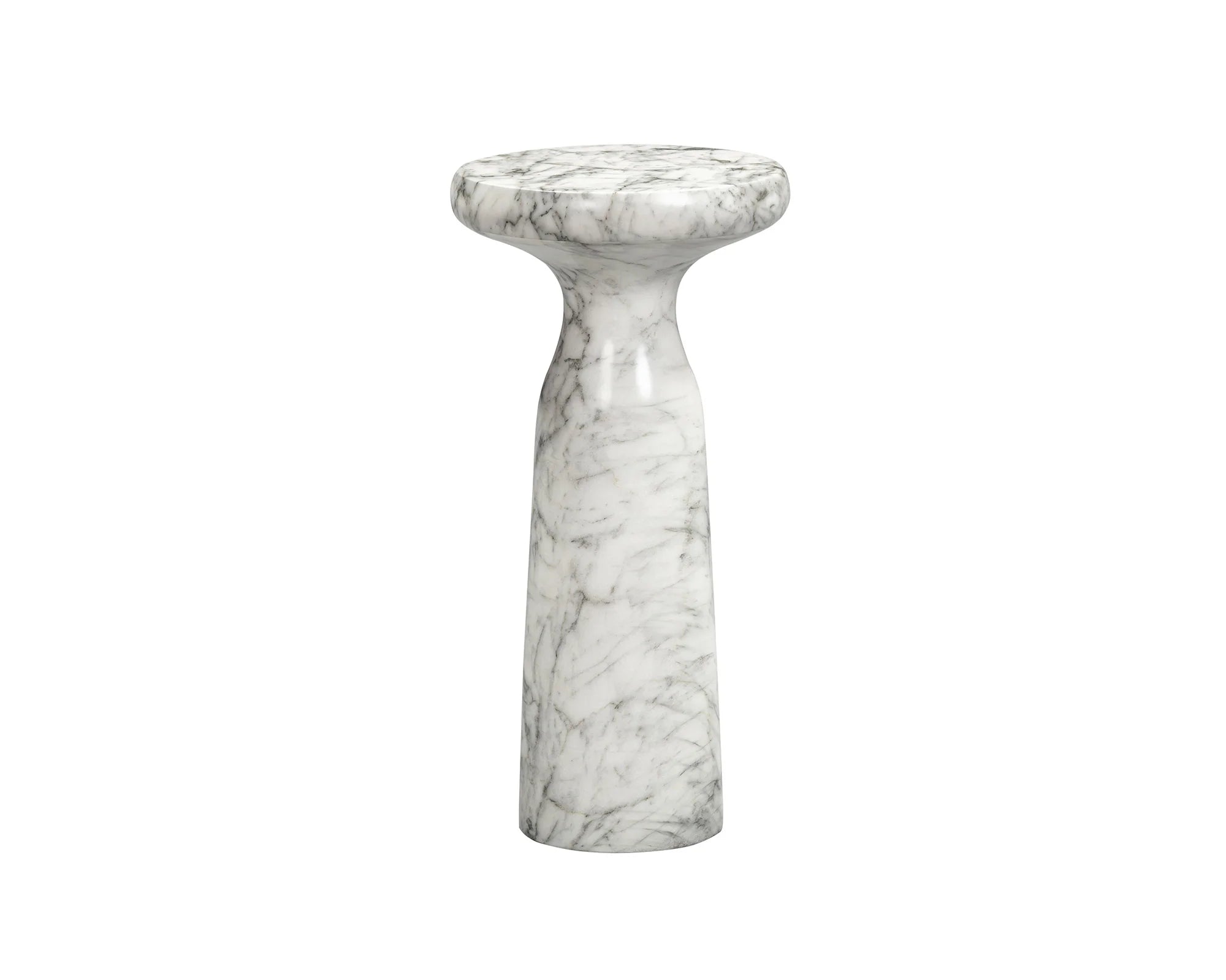 Akali Carrara White Marble Side Table Large
