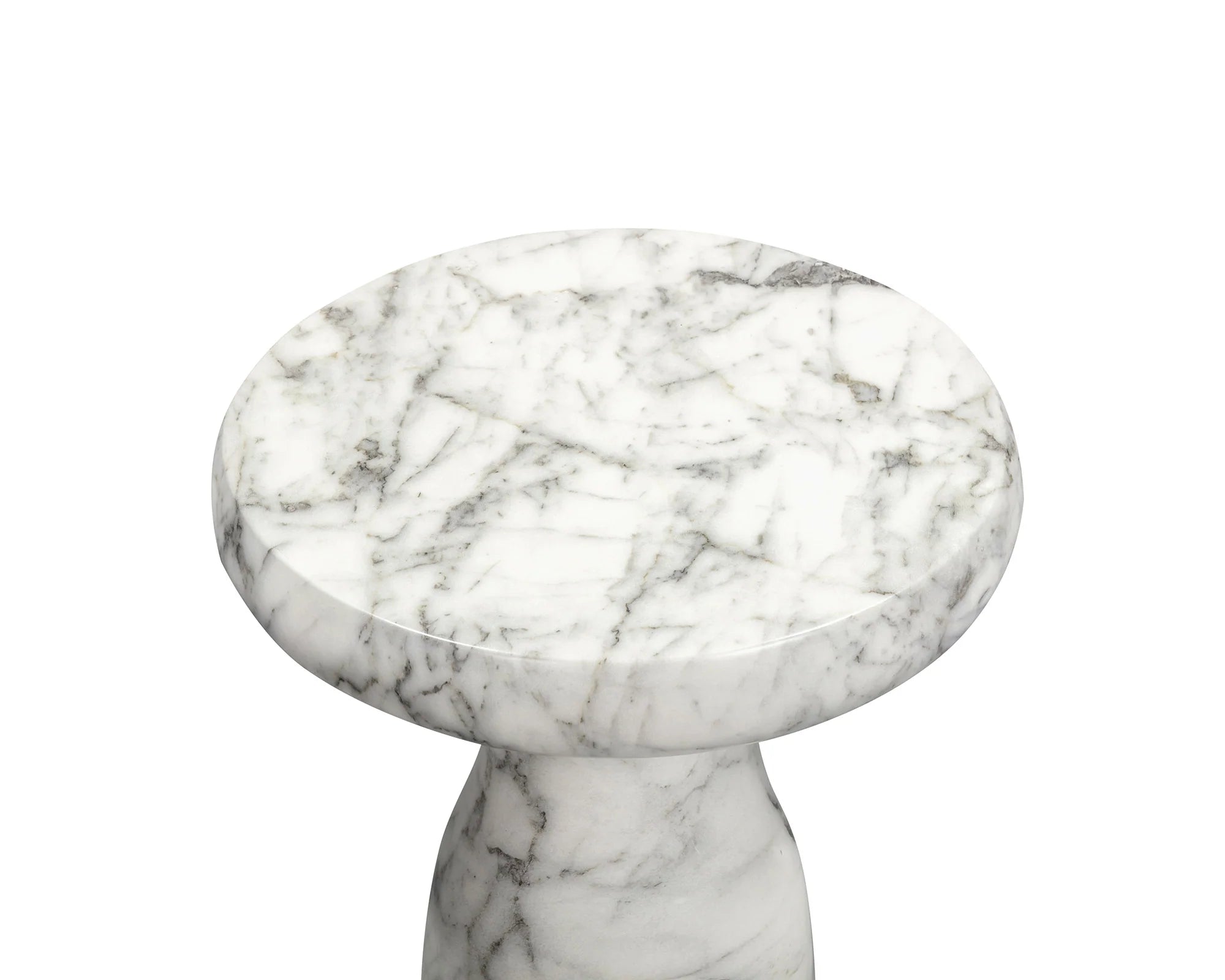 Akali Carrara White Marble Side Table Large