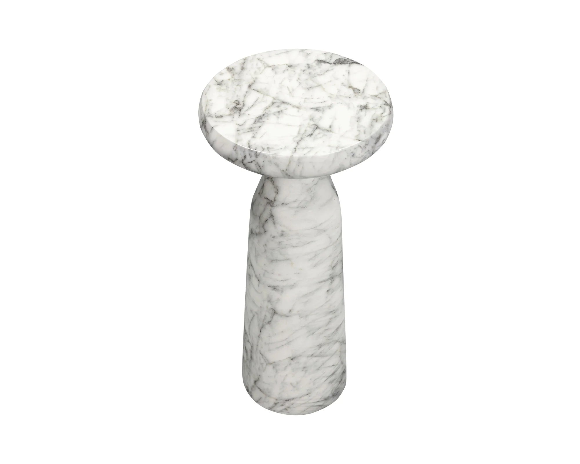 Akali Carrara White Marble Side Table Large