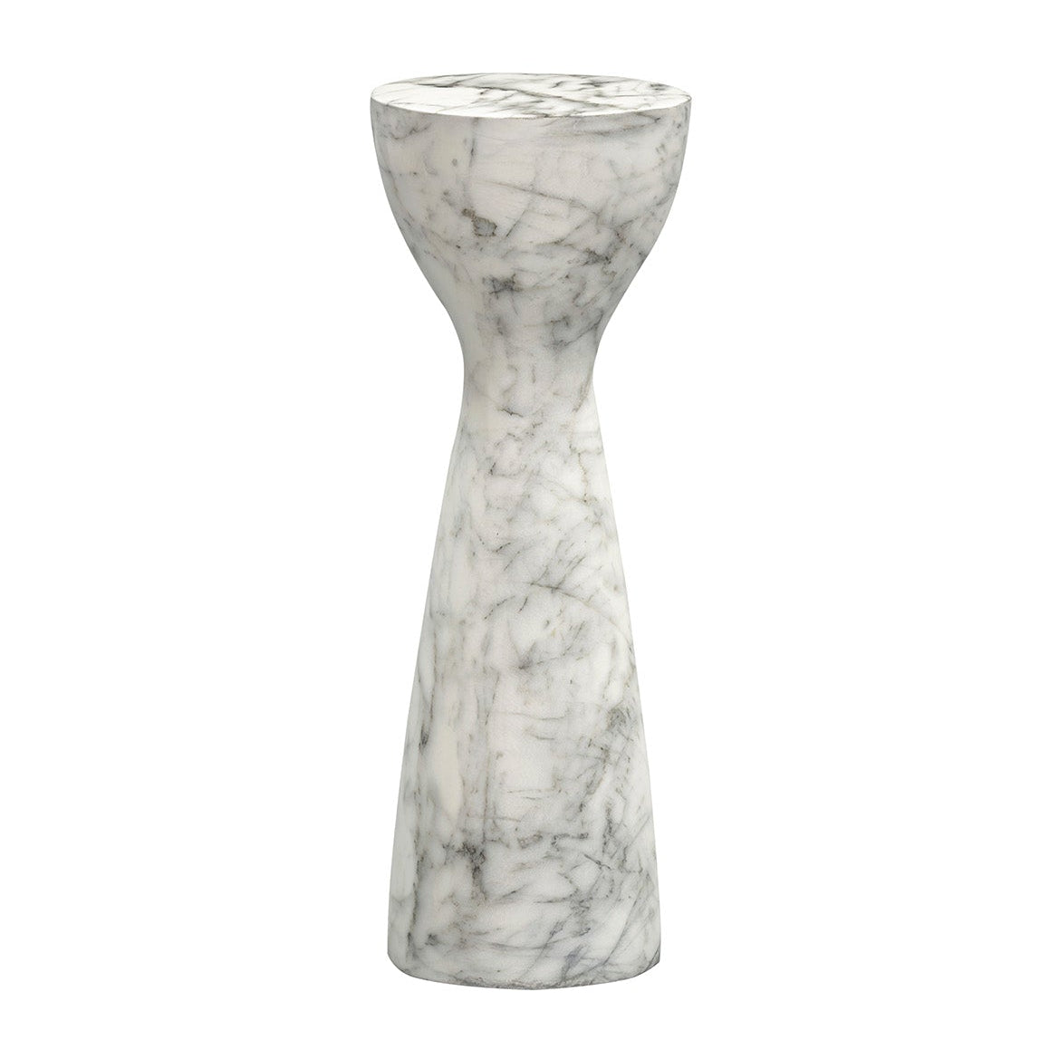 Akali Carrara White Marble Side Table Small