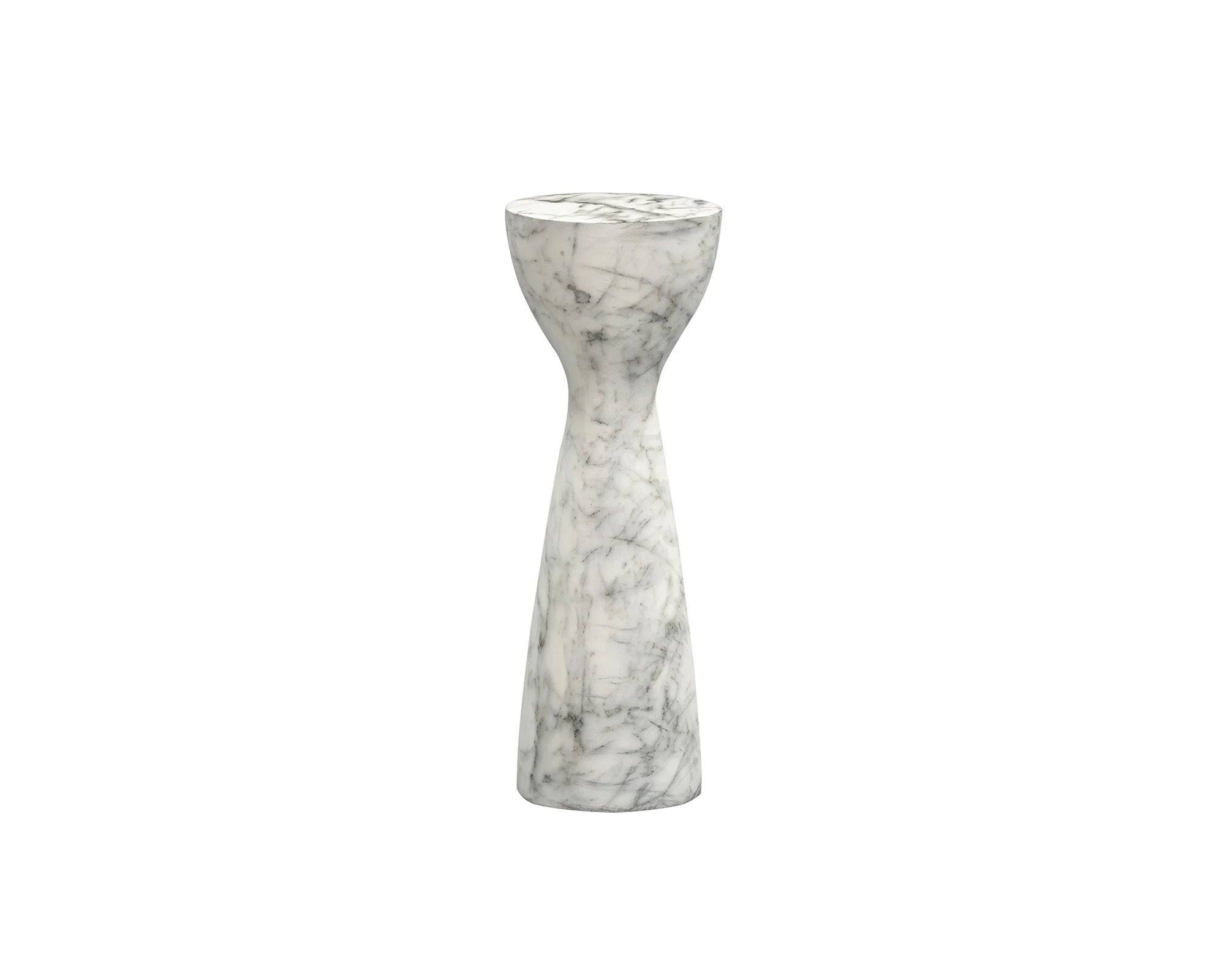 Akali Carrara White Marble Side Table Small