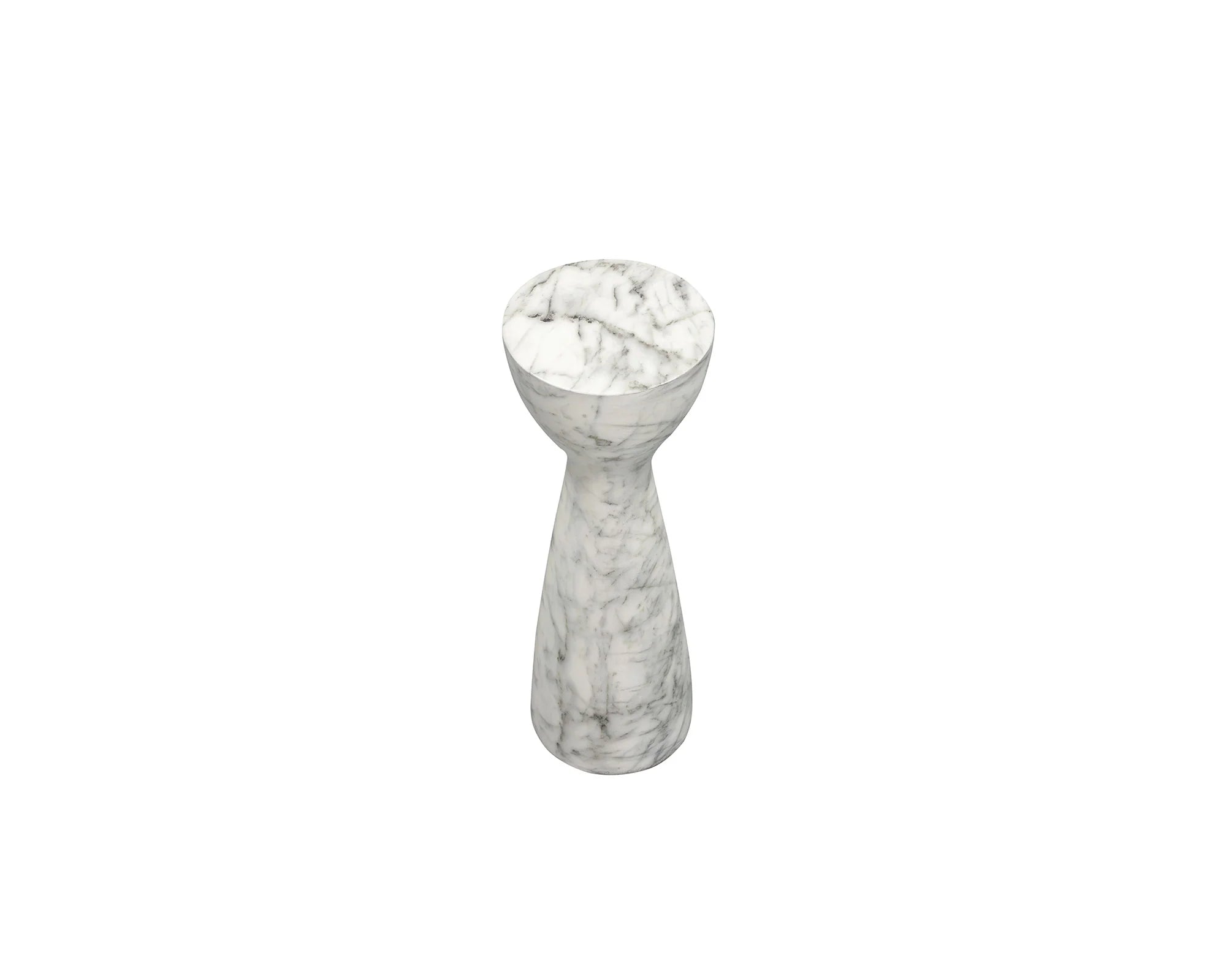 Akali Carrara White Marble Side Table Small